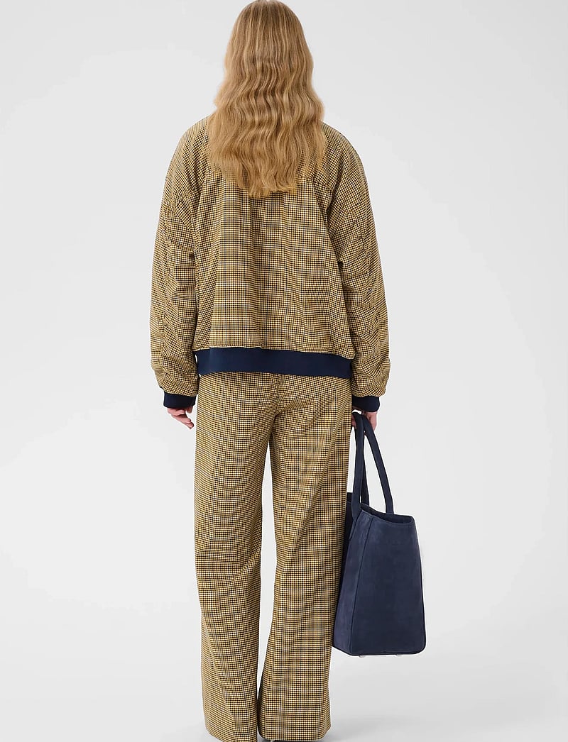 Gestuz - GZchicca HW pants - bukser med brede ben - corn/brown/blue check - 4