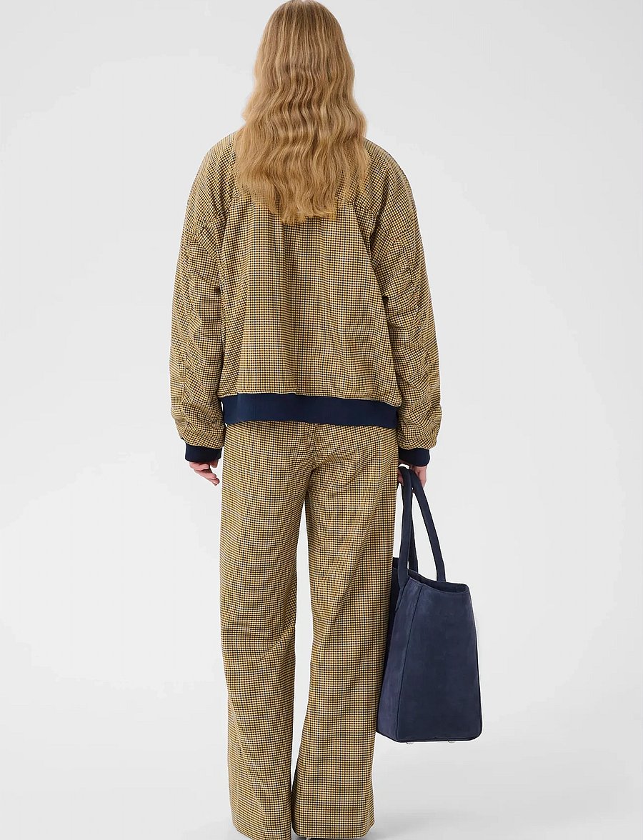 Gestuz - GZchicca HW pants - leveälahkeiset housut - corn/brown/blue check - 4