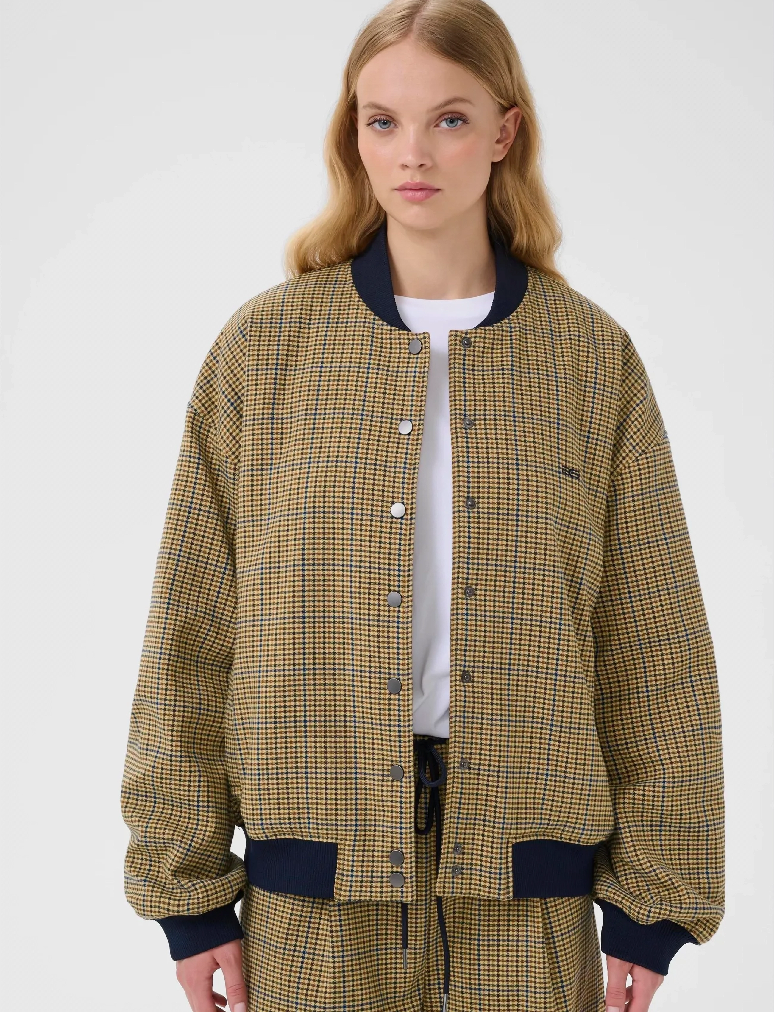 Gestuz GZchicca bomber - Tøj - CORN/BROWN/BLUE CHECK / multi