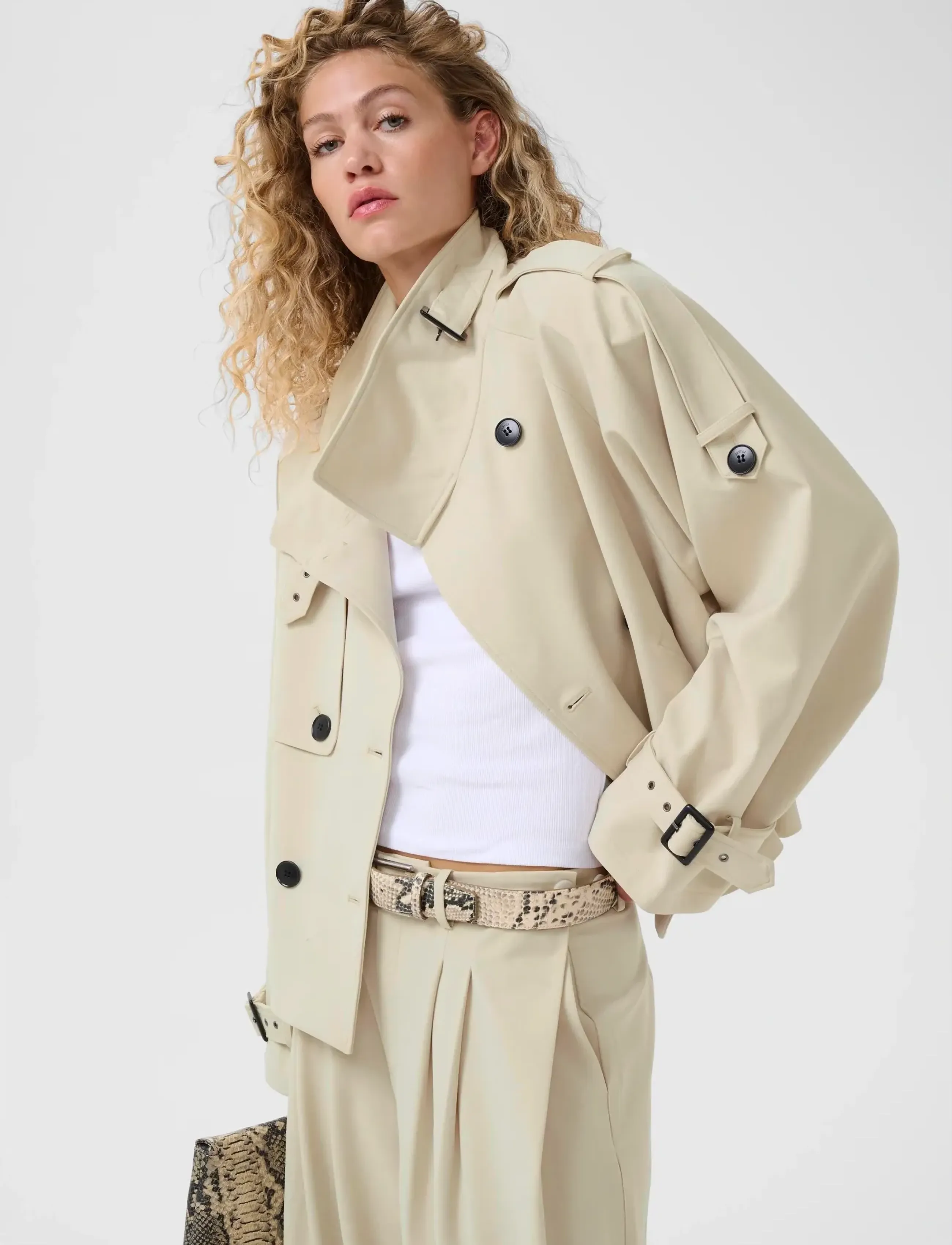 Gestuz GZavic short trench - Frühlingsjacken - ANCIENT SCROLL / beige