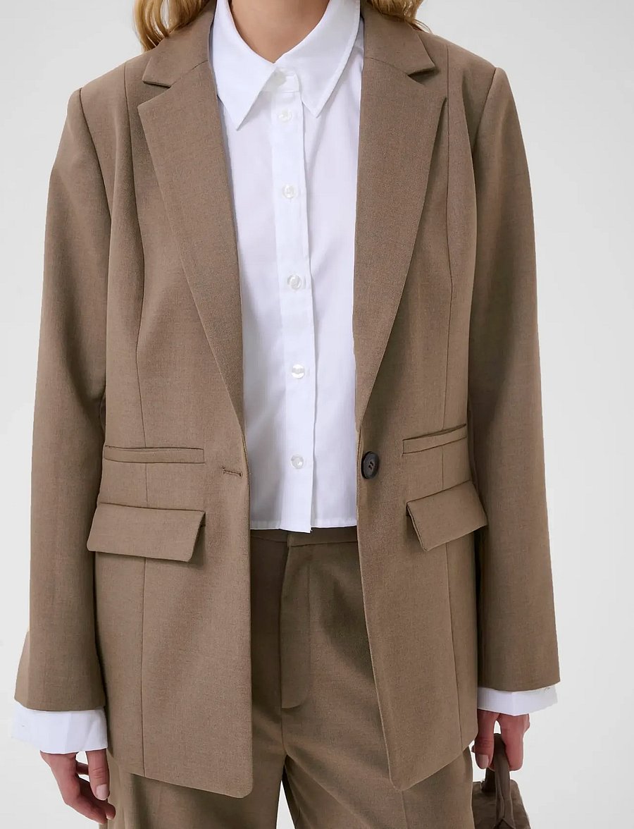 Gestuz - GZpaula blazer NOOS - Üherealised pintsakud - dark timberwolf melange - 4