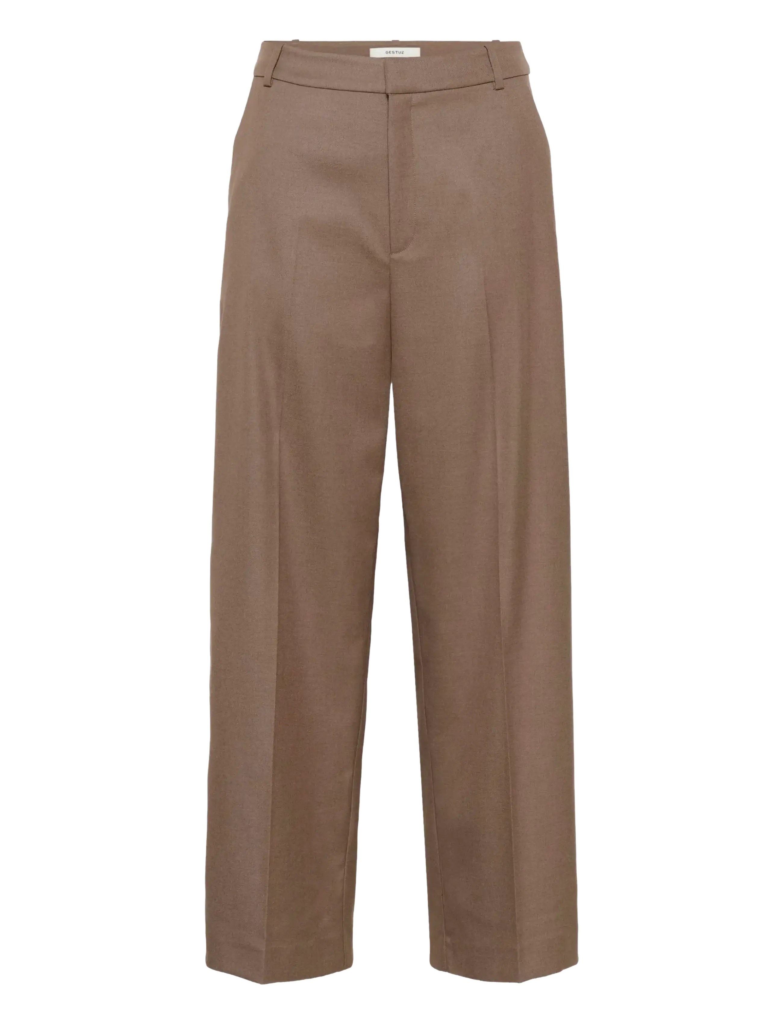 Gestuz GZpaula MW straight pants NOOS - BACK TO WORK - DARK TIMBERWOLF MELANGE / brown