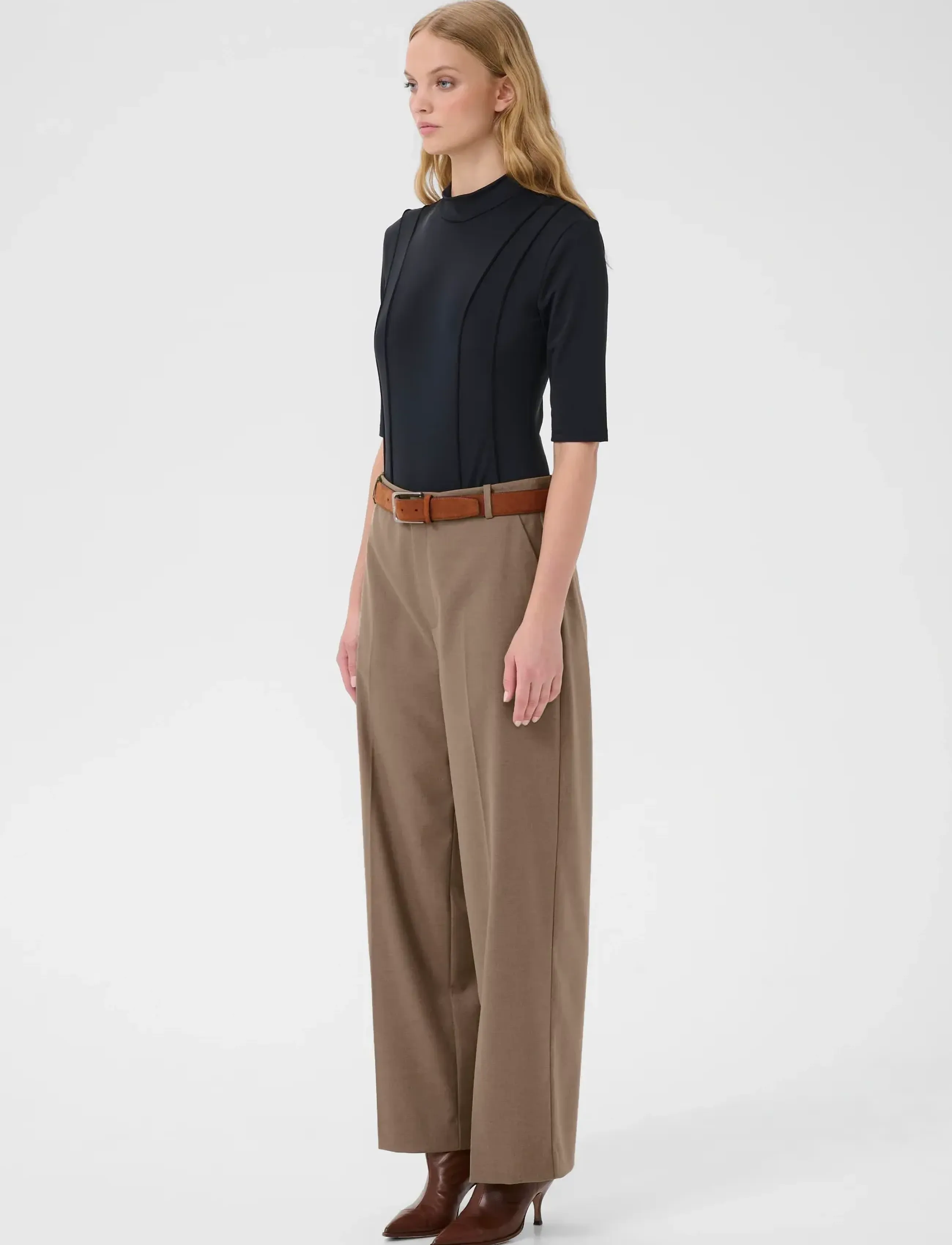 Gestuz - GZpaula MW straight pants NOOS - bukser med lige ben - dark timberwolf melange - 2