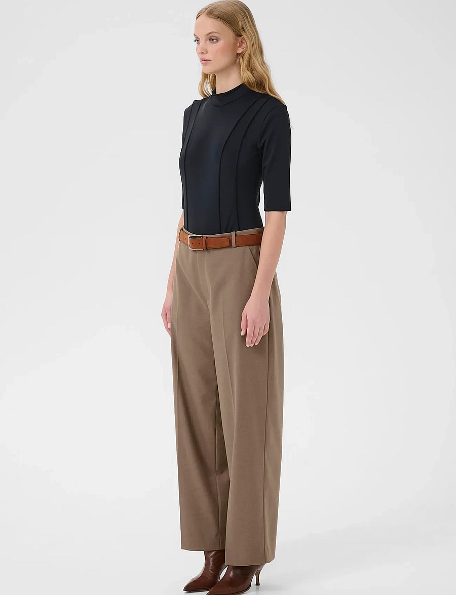 Gestuz - GZpaula MW straight pants NOOS - hose mit geradem bein - dark timberwolf melange - 2