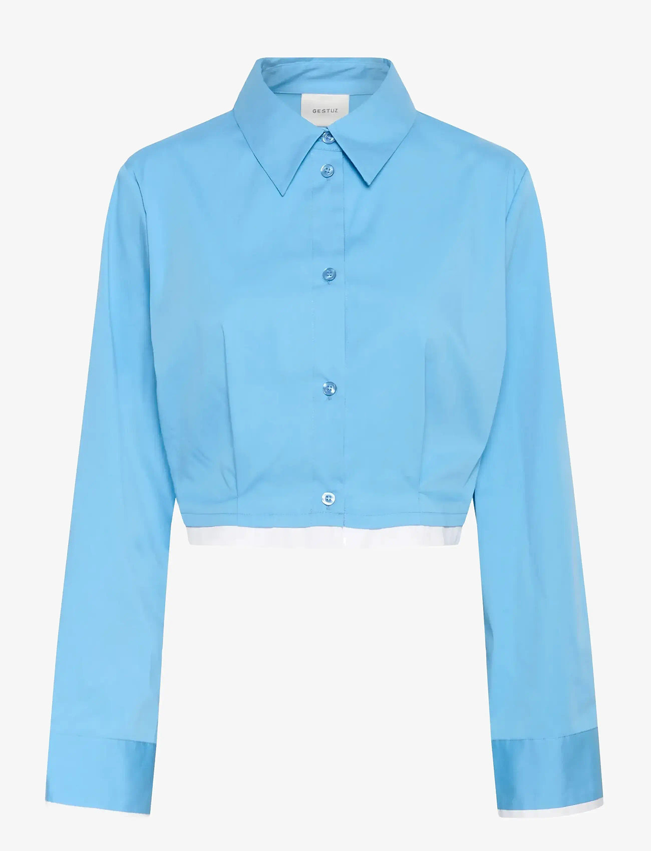 Gestuz - GZopy cropped shirt - långärmade skjortor - azure blue - 1