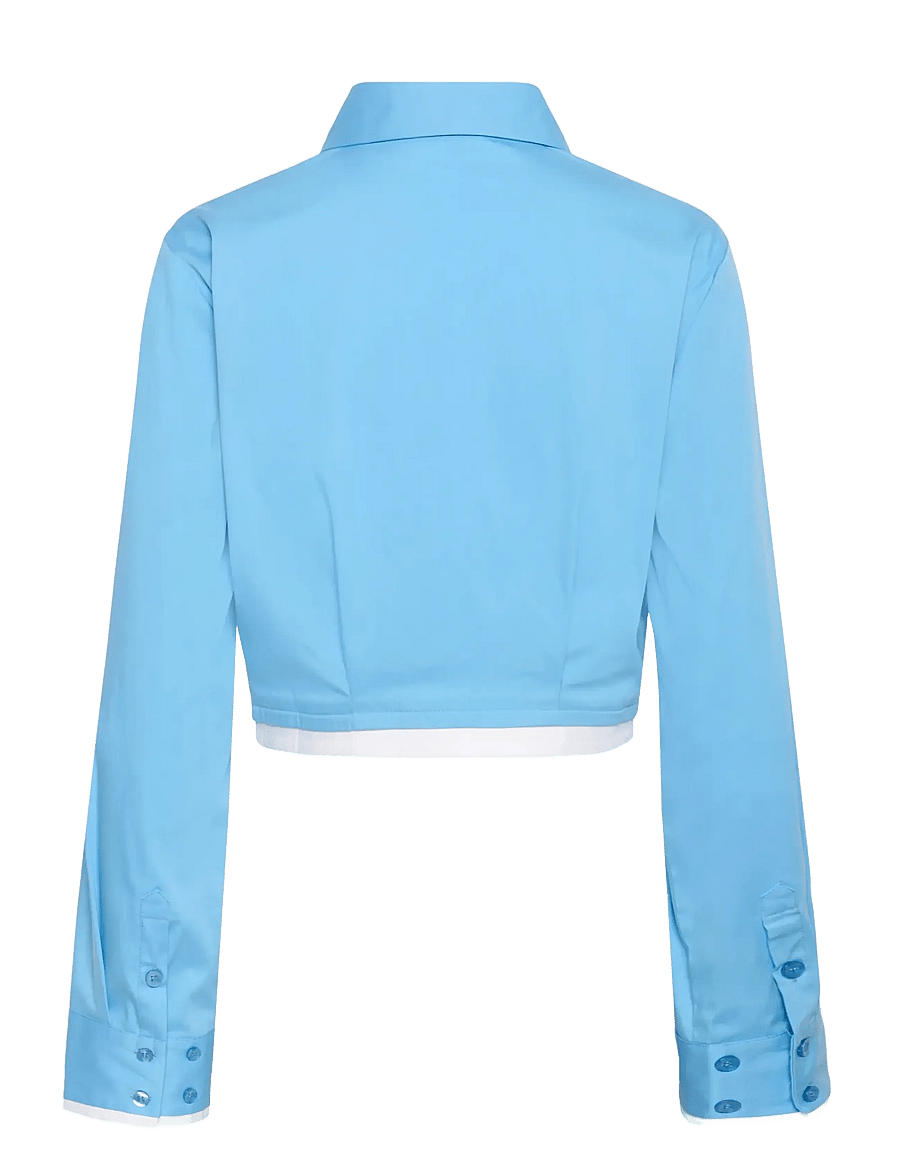 Gestuz - GZopy cropped shirt - long-sleeved shirts - azure blue - 2