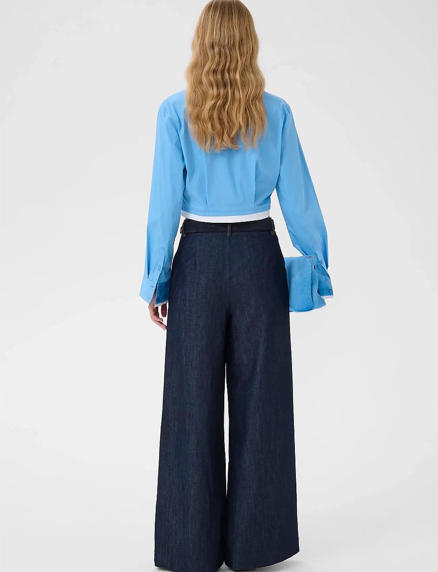 Gestuz - GZopy cropped shirt - long-sleeved shirts - azure blue - 4
