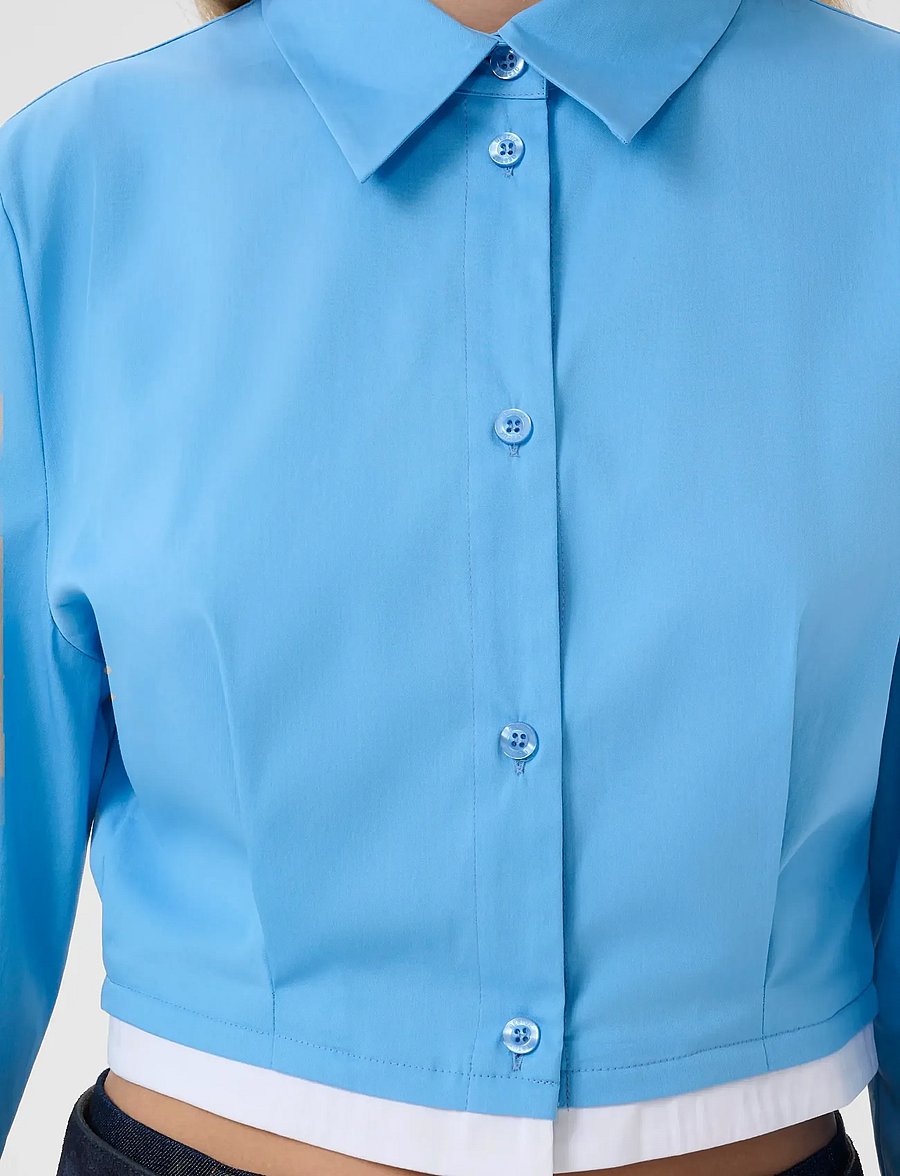 Gestuz - GZopy cropped shirt - long-sleeved shirts - azure blue - 5