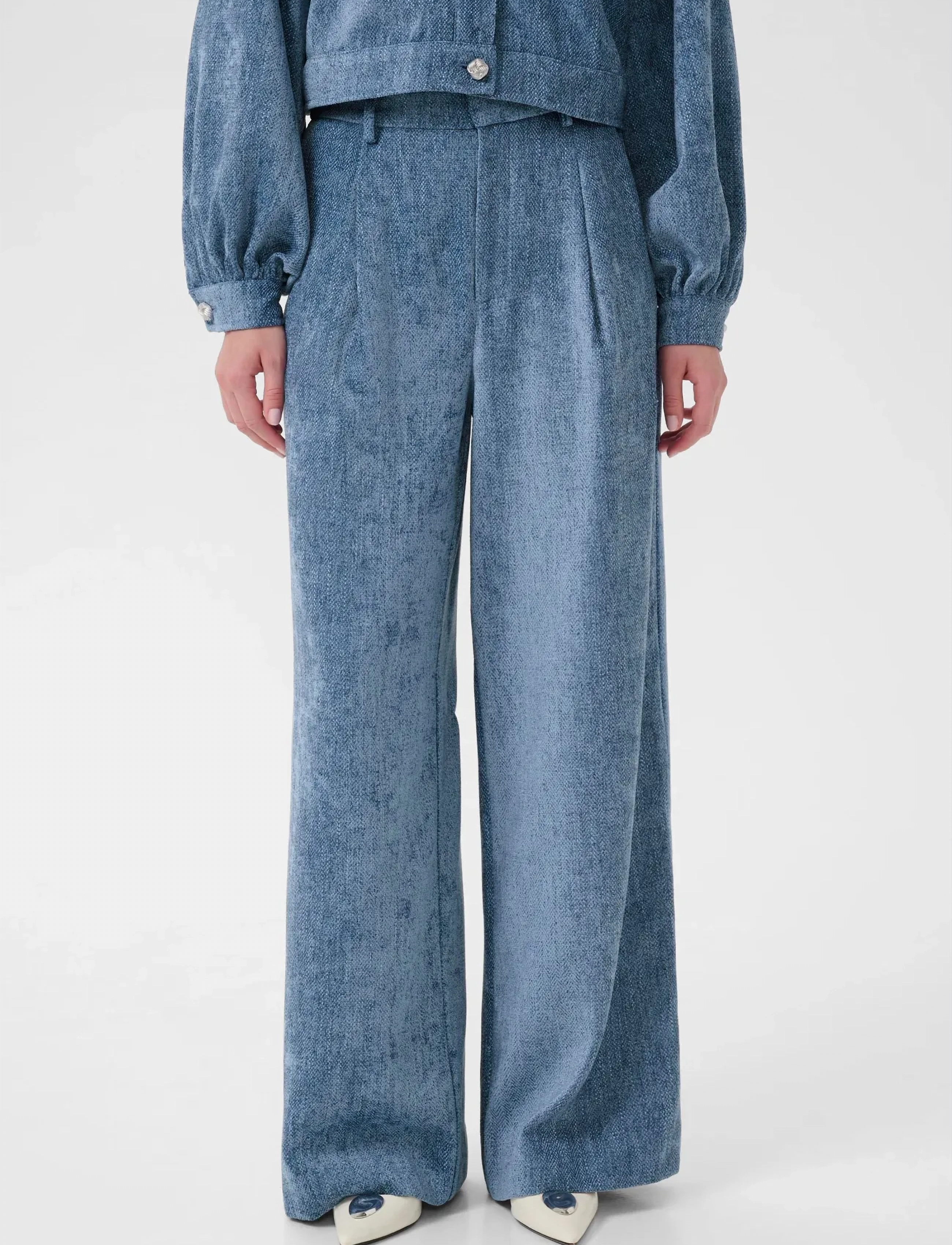 Gestuz GZvally HW wide pants - Transitional Layering - DENIM BLUE / blue