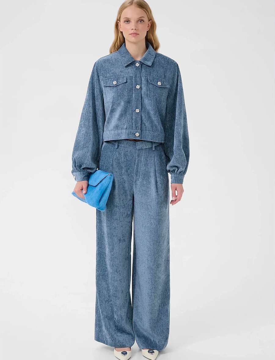 Gestuz - GZvally HW wide pants - hosen mit weitem bein - denim blue - 3