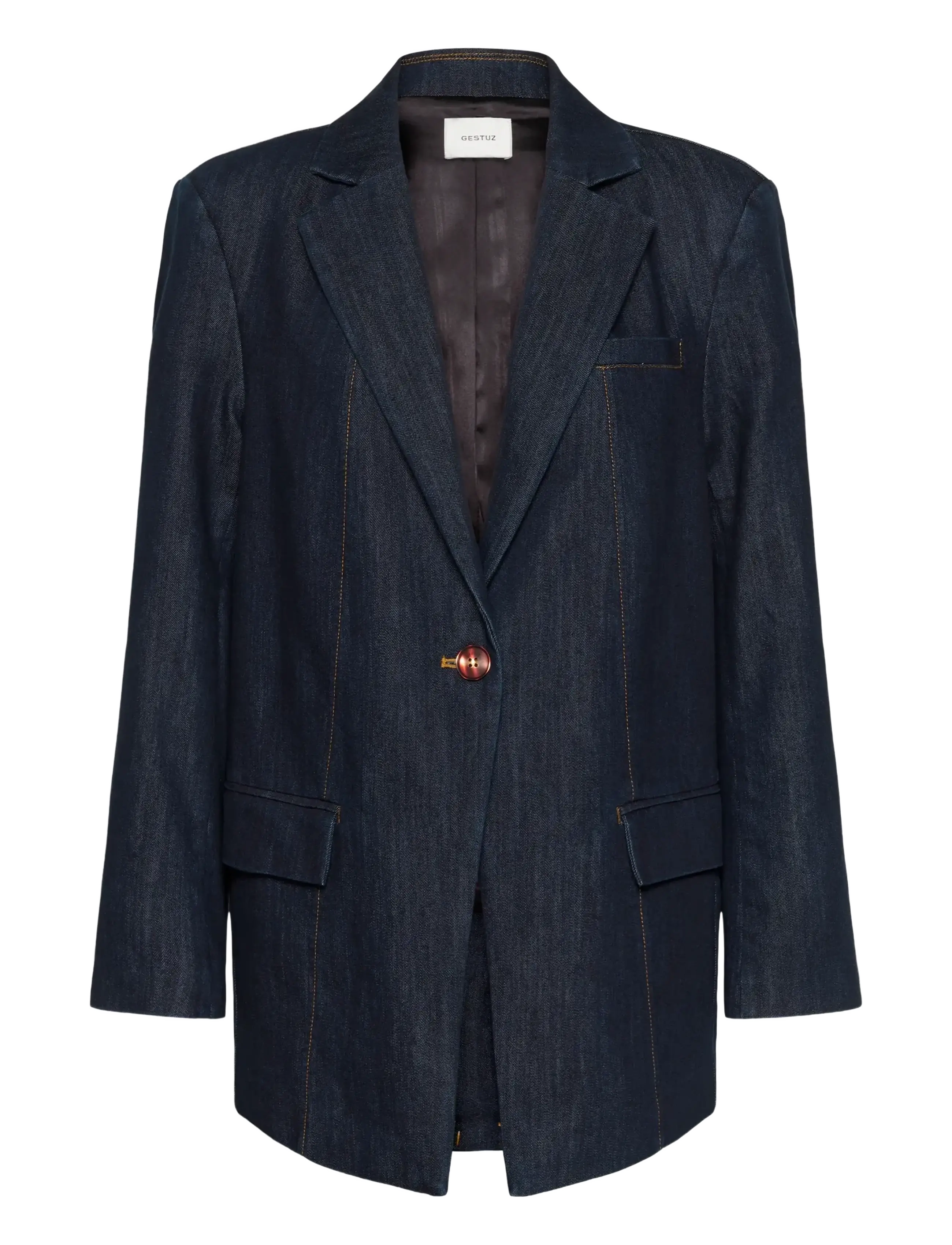 Gestuz GZelli blazer - Enkeltradede blazere - DARK BLUE UNWASHED / blue