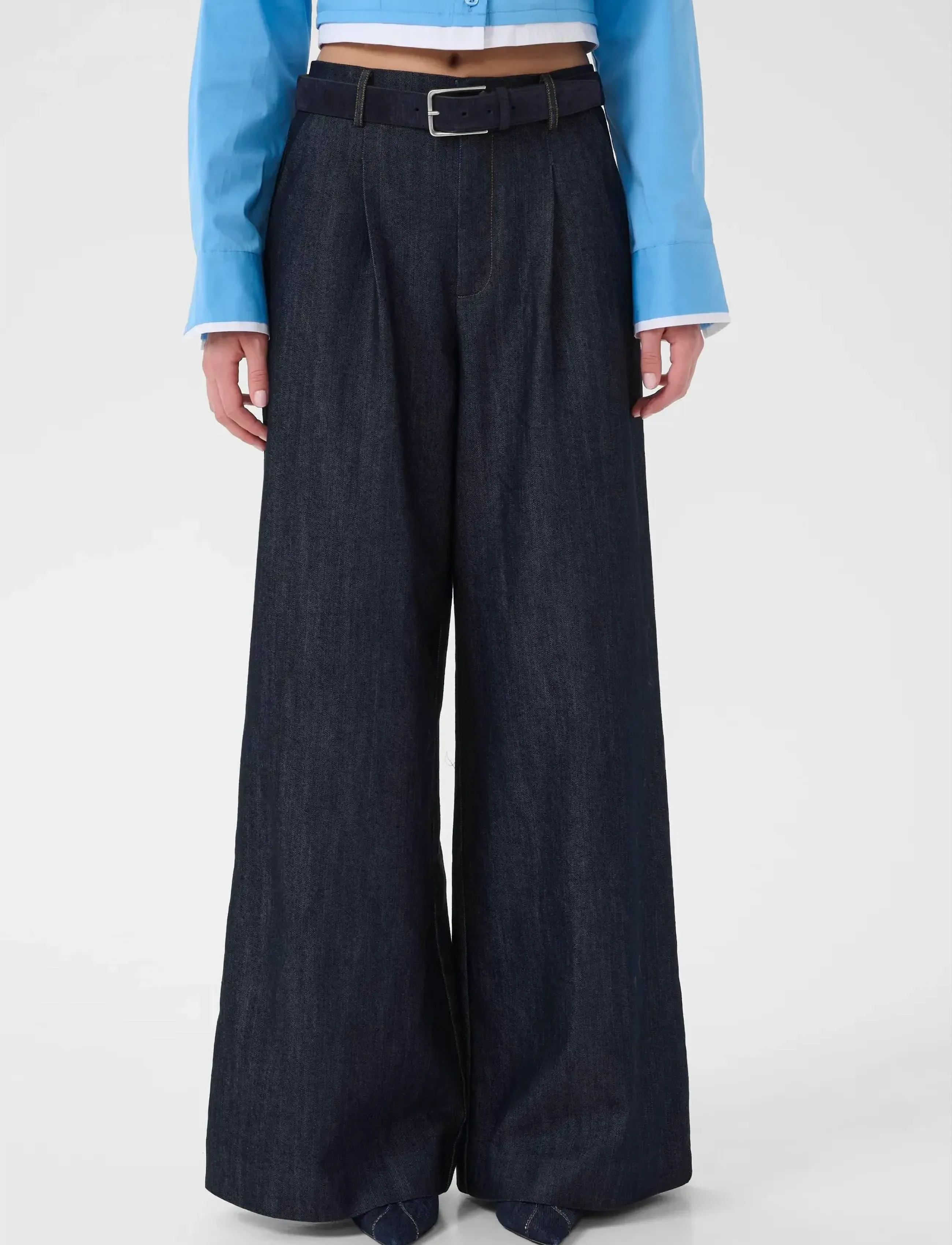 Gestuz Gzelli Mw Pants, 38, Trousers, Marineblau - Wide Leg, Frauen