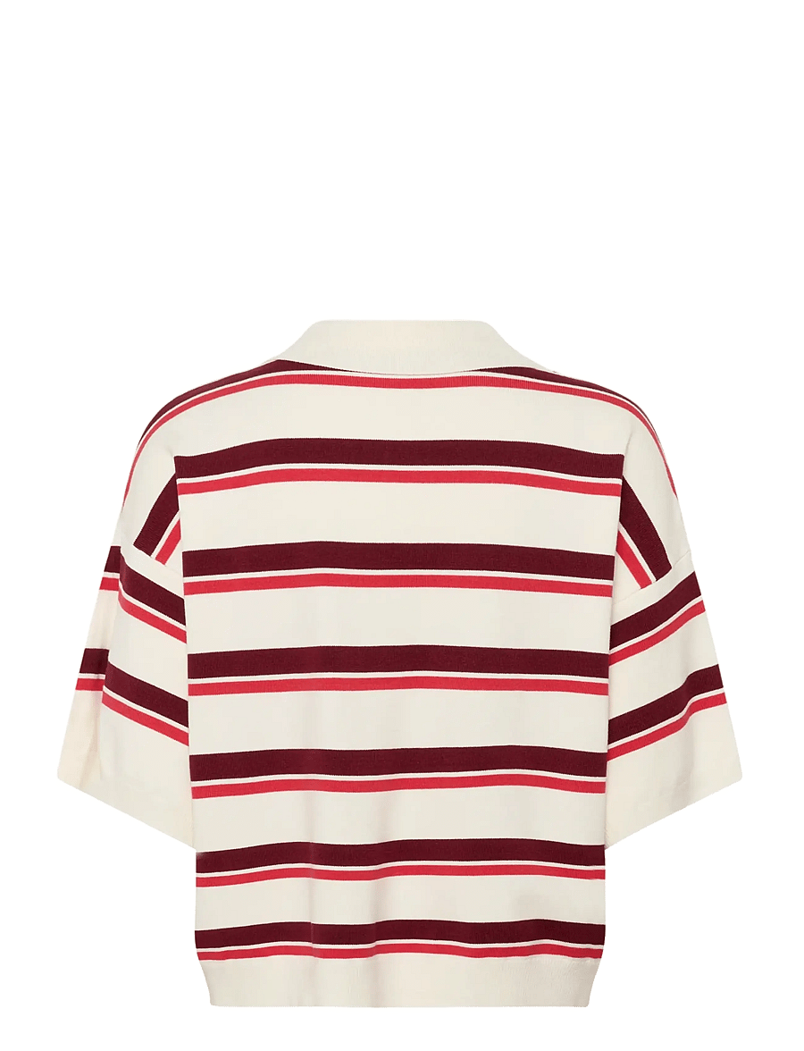 Gestuz - GZtaia ss polo pullover - polo shirts - egret/cabernet/poinsettia - 2