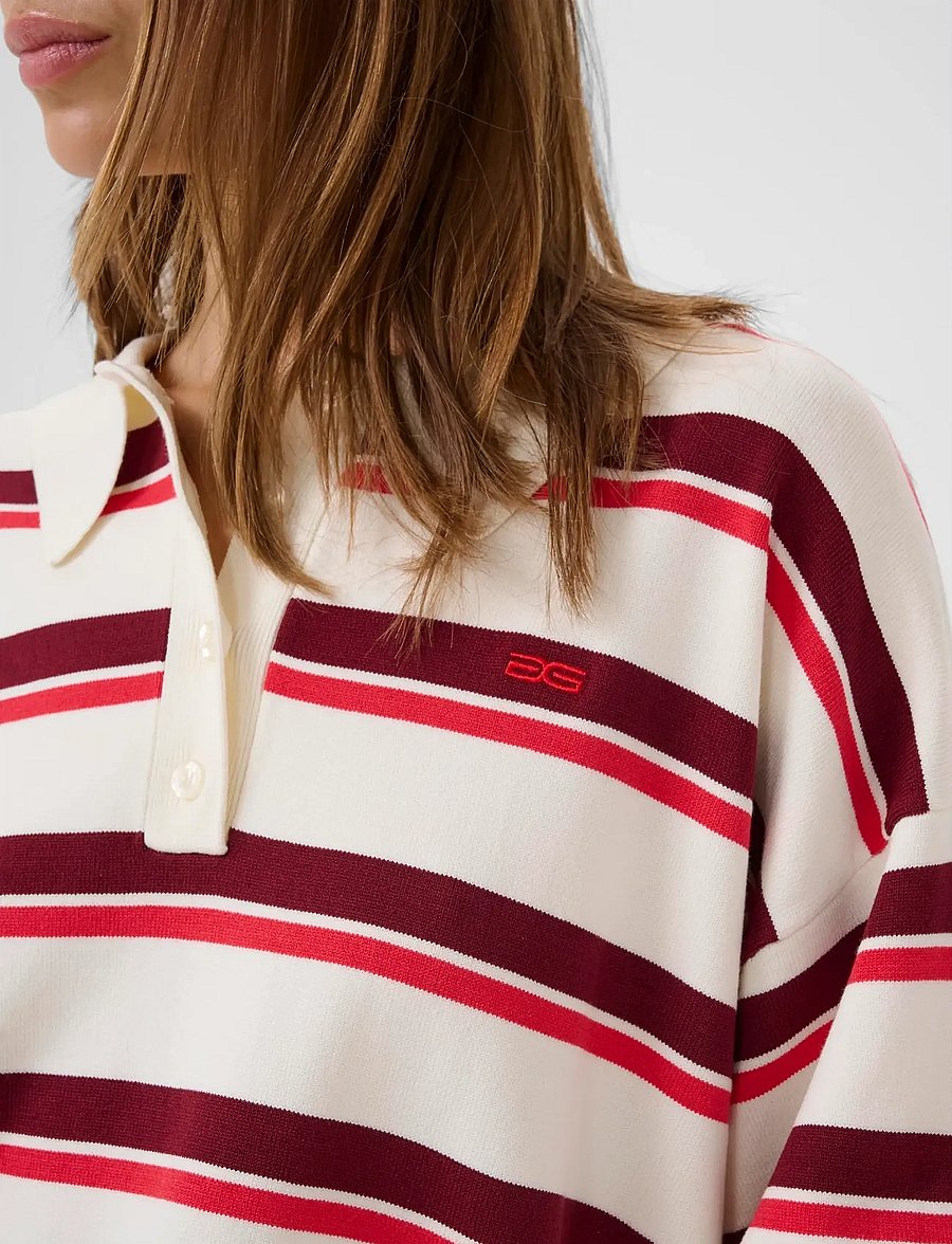 Gestuz - GZtaia ss polo pullover - polo shirts - egret/cabernet/poinsettia - 5