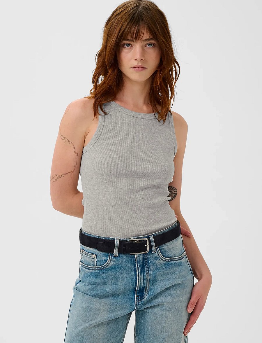 Gestuz - GZdrew sl mel top NOOS - linnen - grey mÉlange - 0