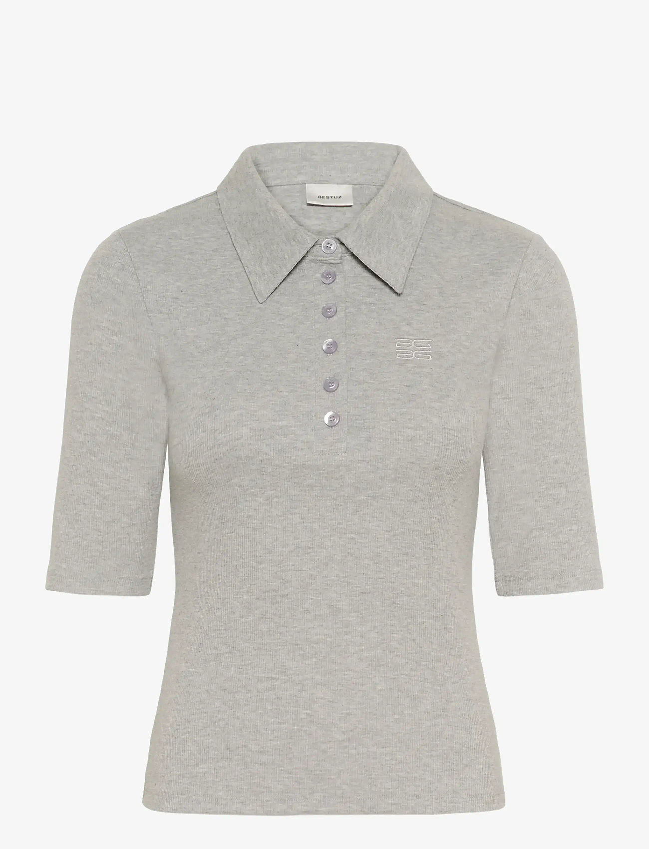 Gestuz - GZdrew polo mel top NOOS - t-shirts - grey mÉlange - 1