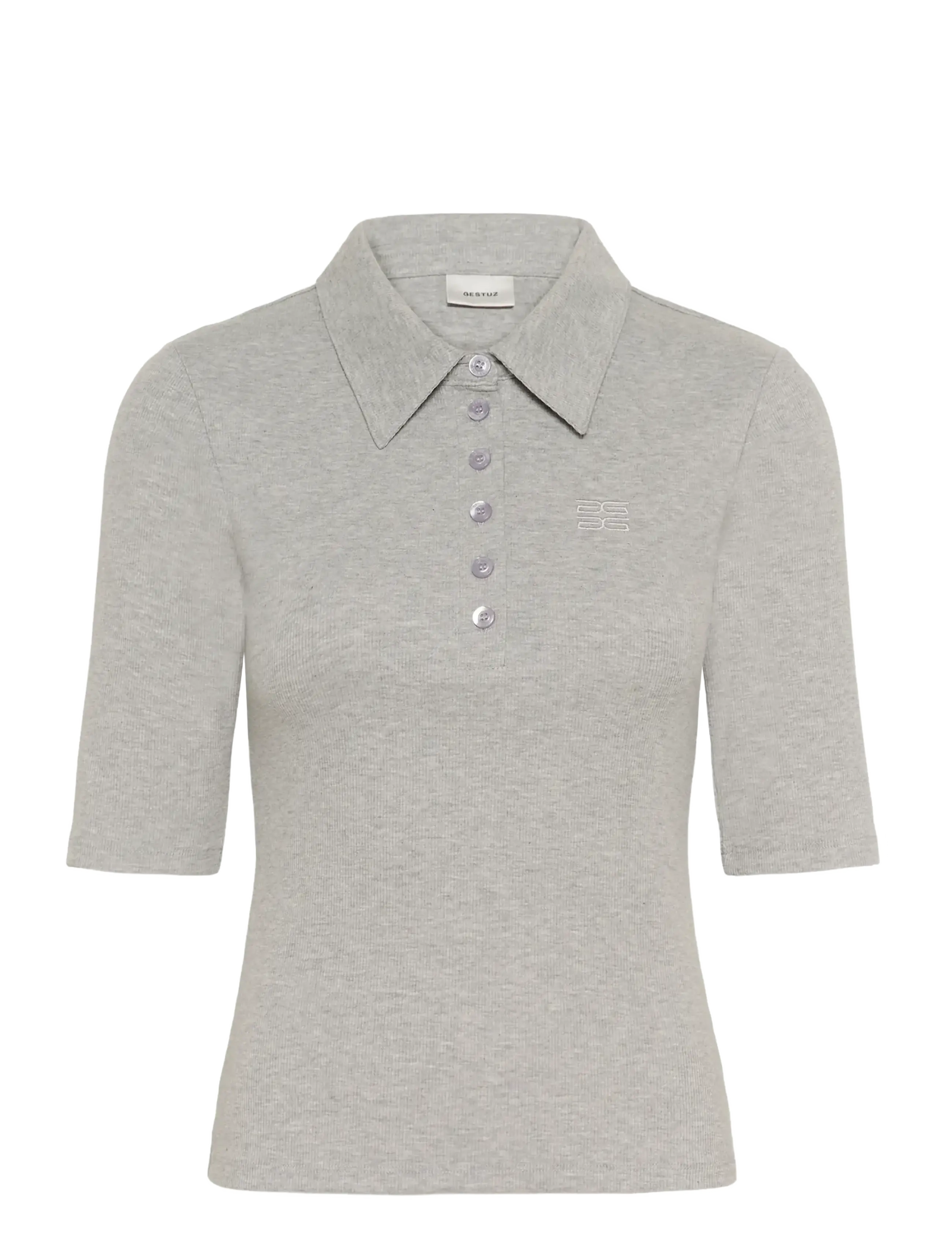Gestuz GZdrew polo mel top NOOS - T-Shirts & Tops - GREY MÉLANGE / grey
