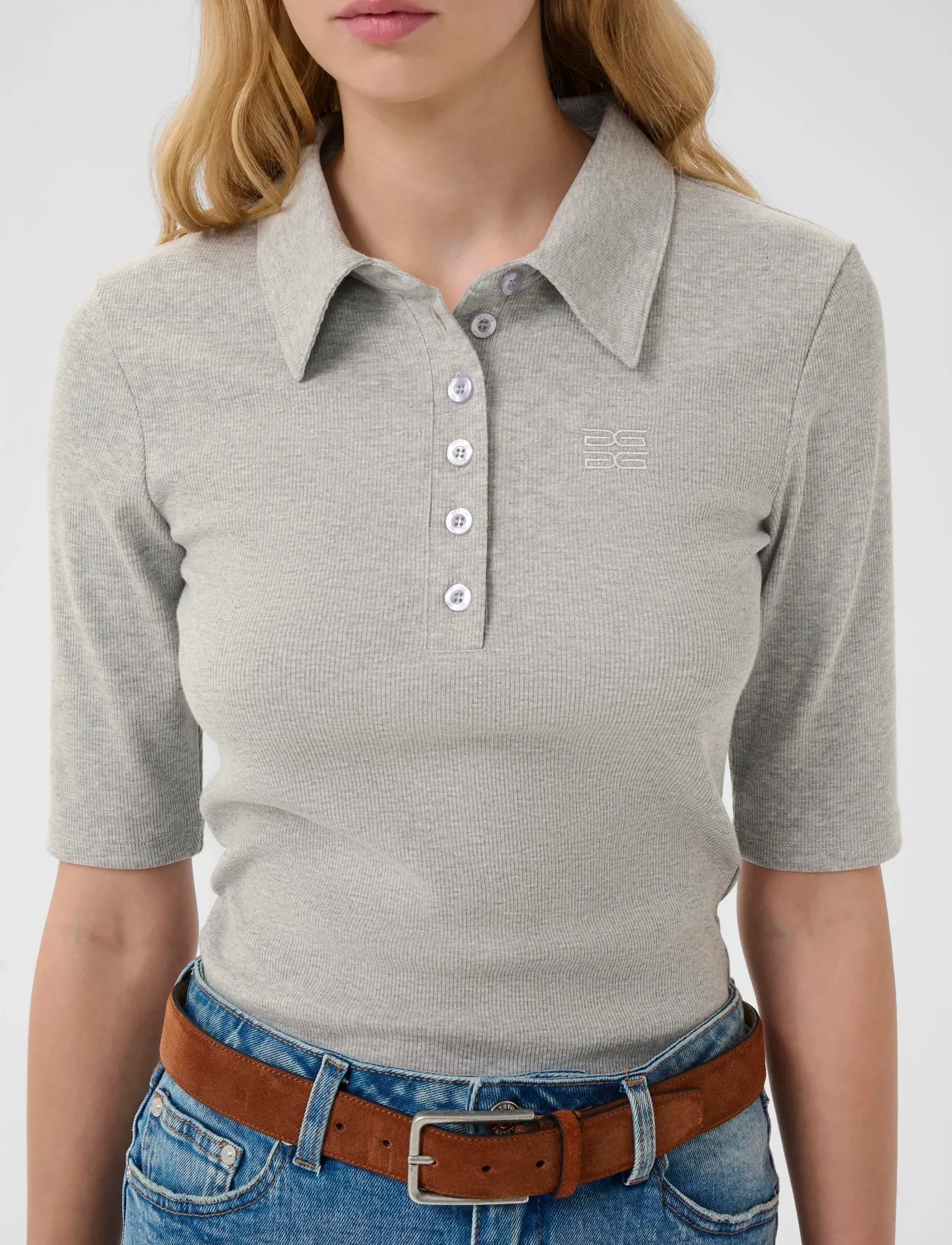 Gestuz - GZdrew polo mel top NOOS - t-shirts - grey mÉlange - 5