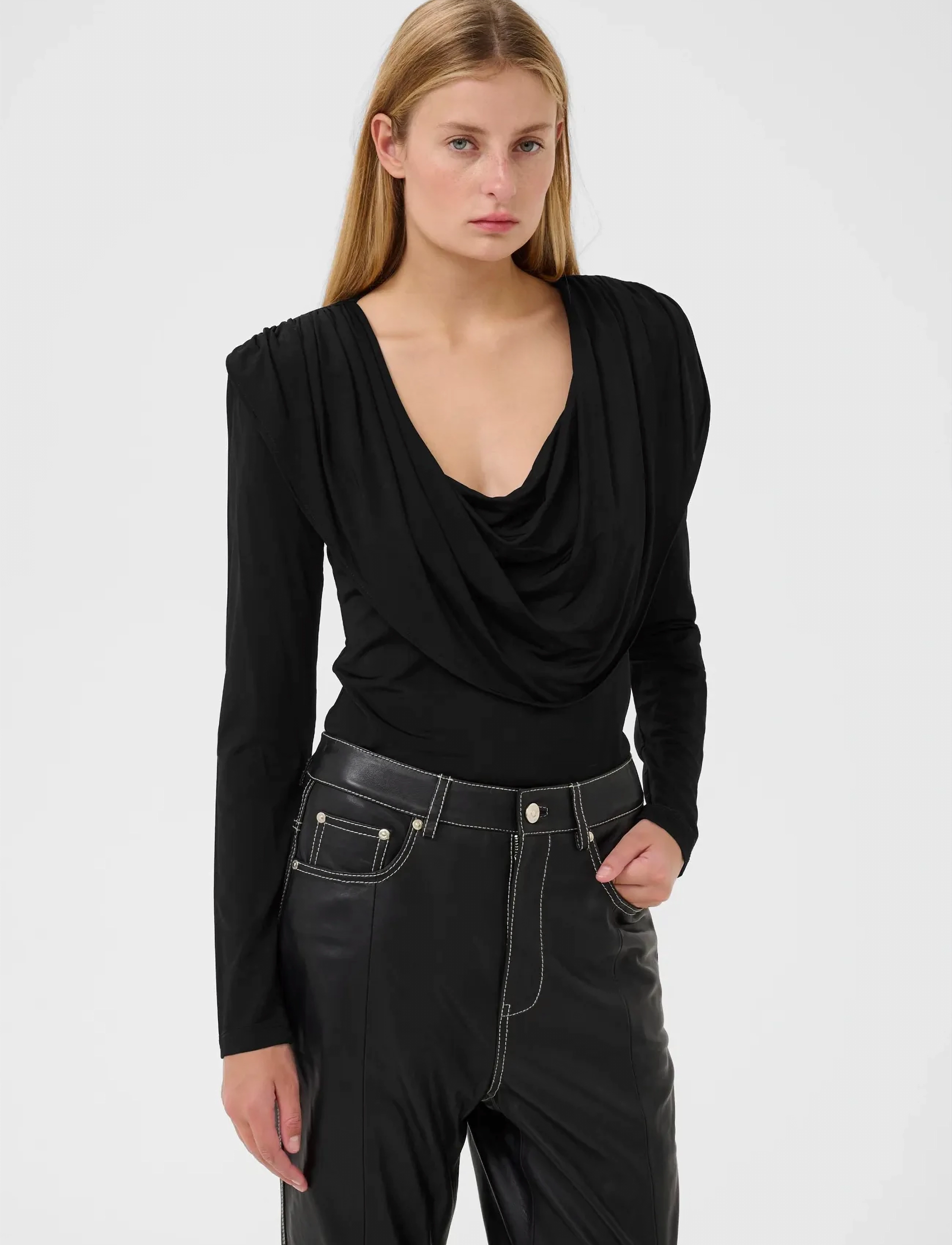 Gestuz Gzlaily Ls Top, Kvinder, Cowl Neck Langærmet Top, Sort, Str: XS