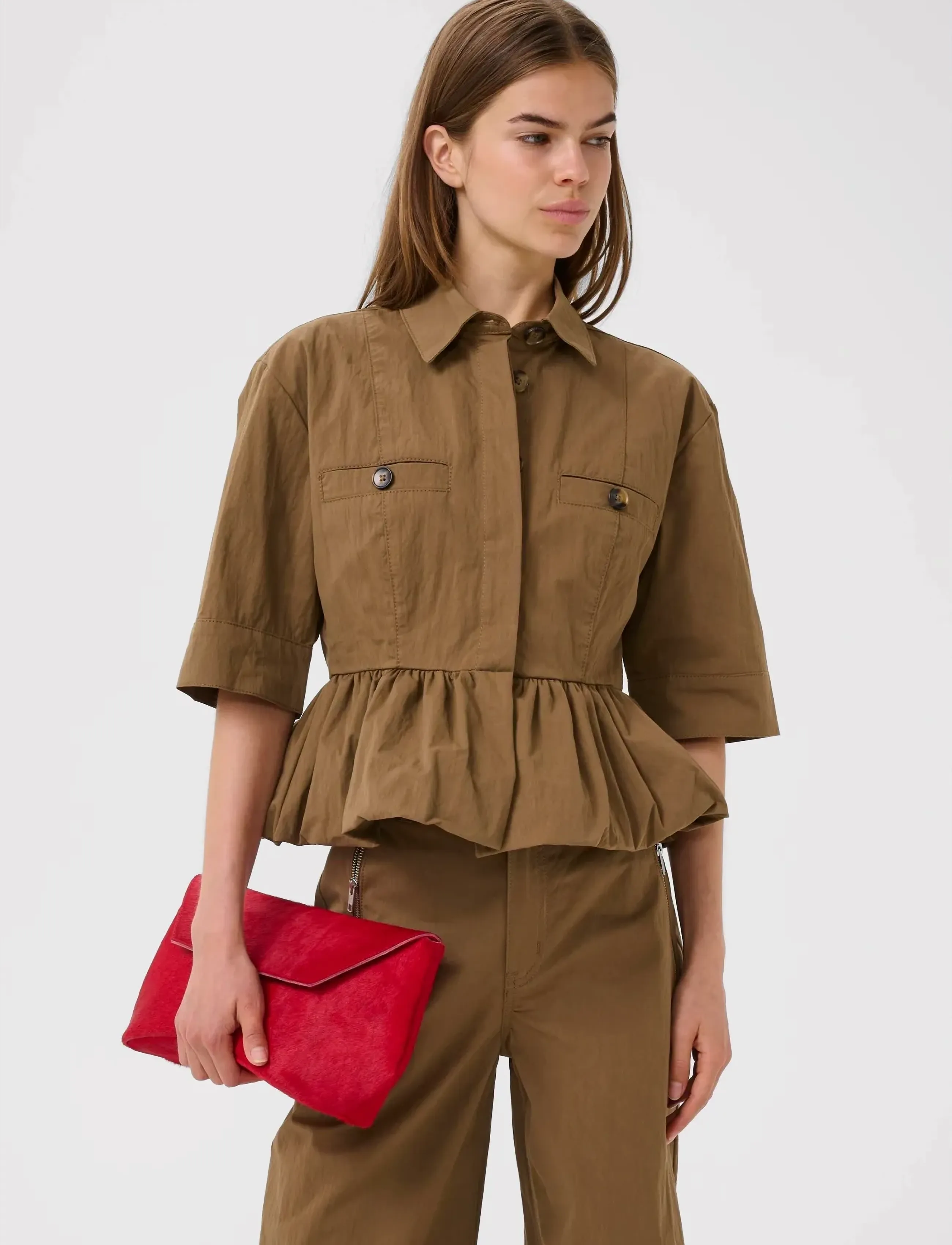 Gestuz Gzzandaya Shirt, 34, Shirts, Khakigrün - Short-sleeved, Frauen