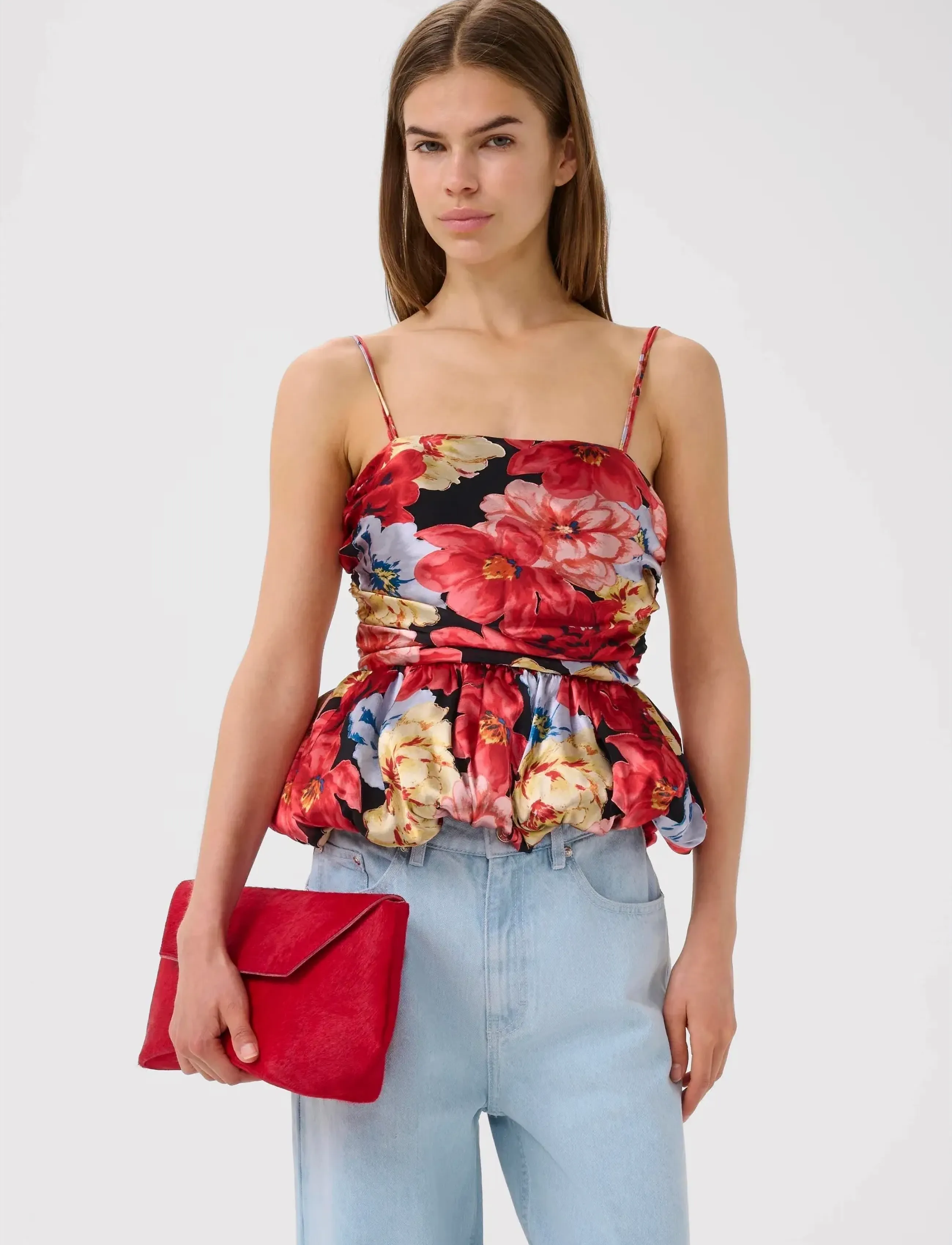 Gestuz GZsigrida P silk top - T-shirts & Toppar - DESSERT FLOWER MULTI / red