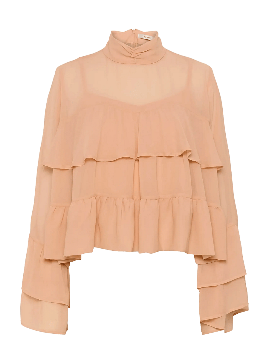 Gestuz - GZchiffany blouse - long sleeved blouses - maple sugar - 1