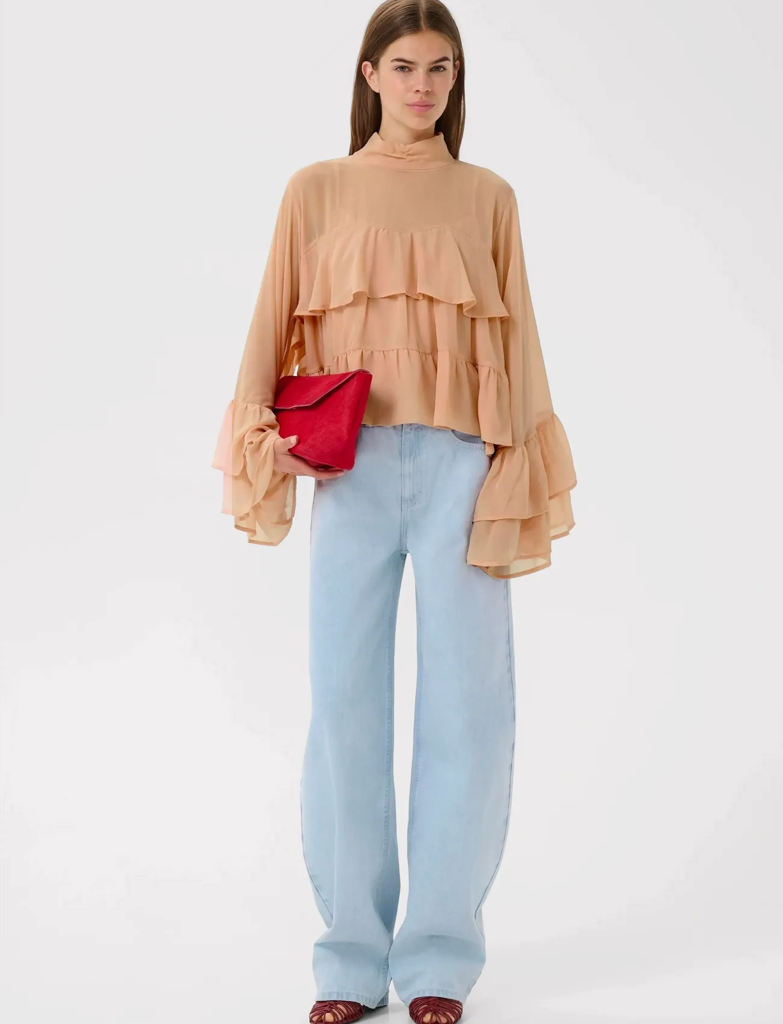 Gestuz - GZchiffany blouse - blūzes ar garām piedurknēm - maple sugar - 3