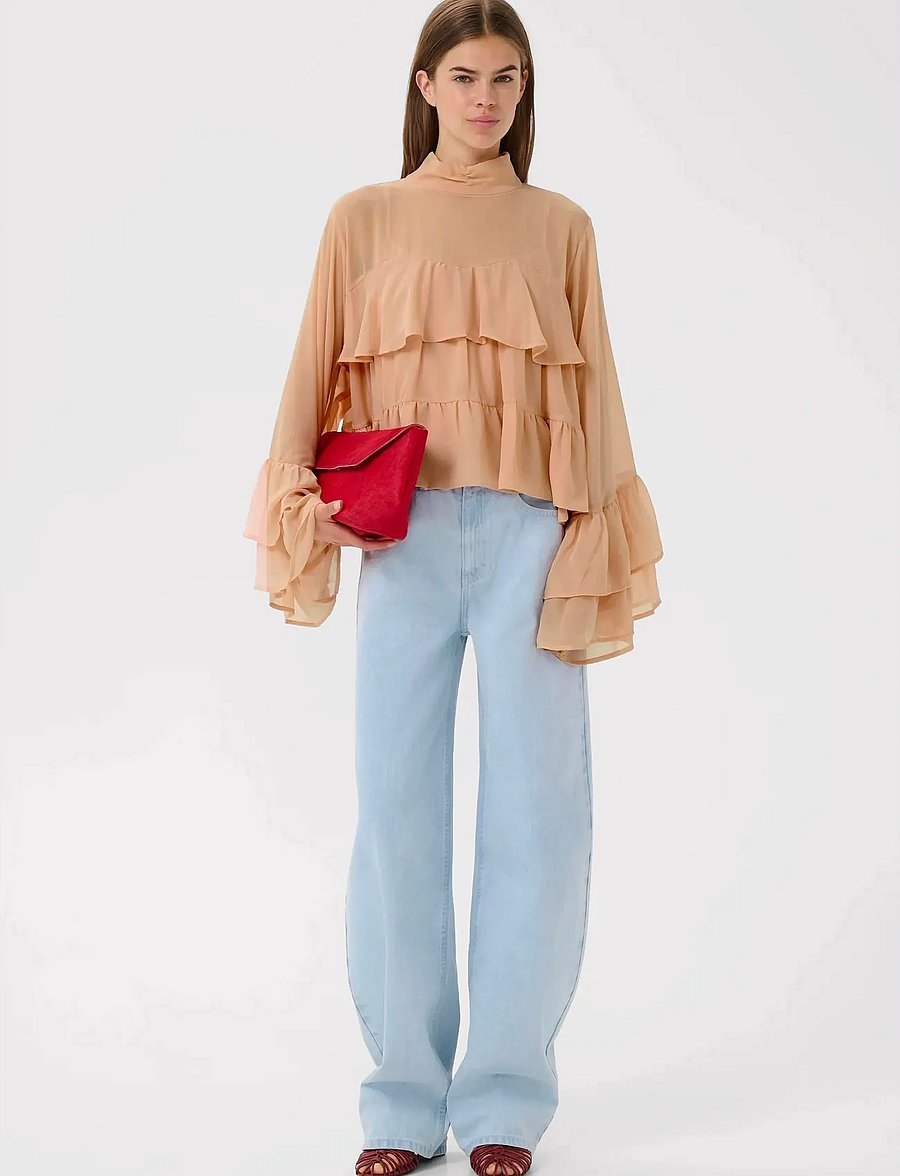 Gestuz - GZchiffany blouse - long sleeved blouses - maple sugar - 3
