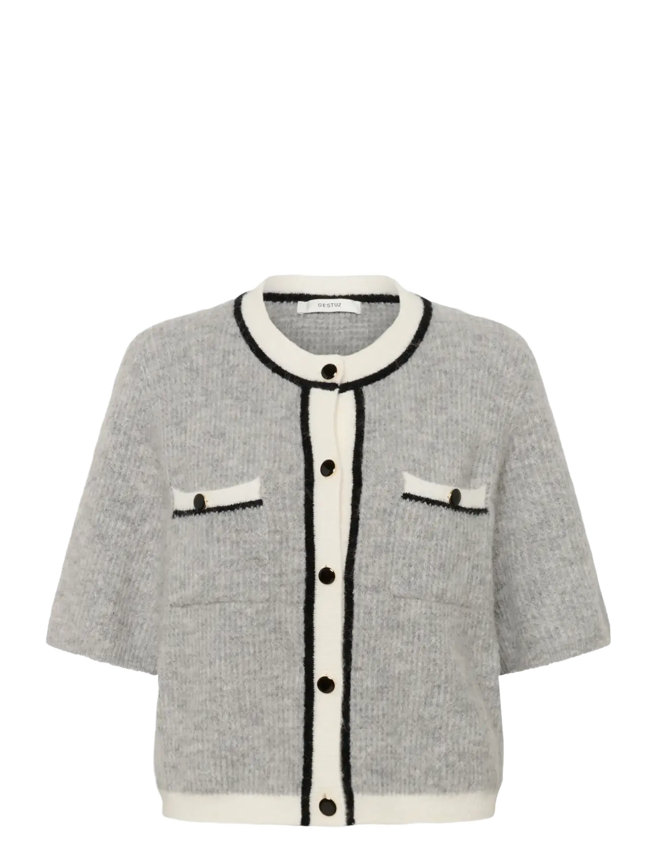 Gestuz GZalpha contrast cardigan - Söfn - LIGHT GREY MELANGE / grey