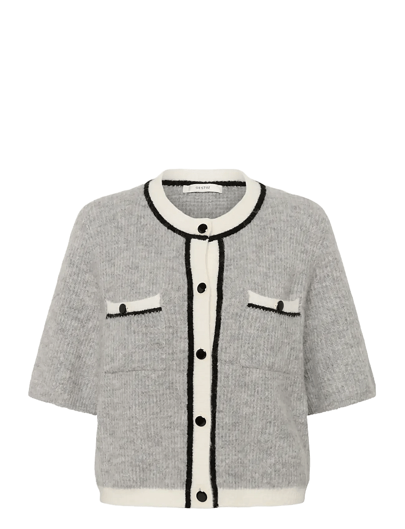 Gestuz - GZalpha contrast cardigan - koftor - light grey melange - 1