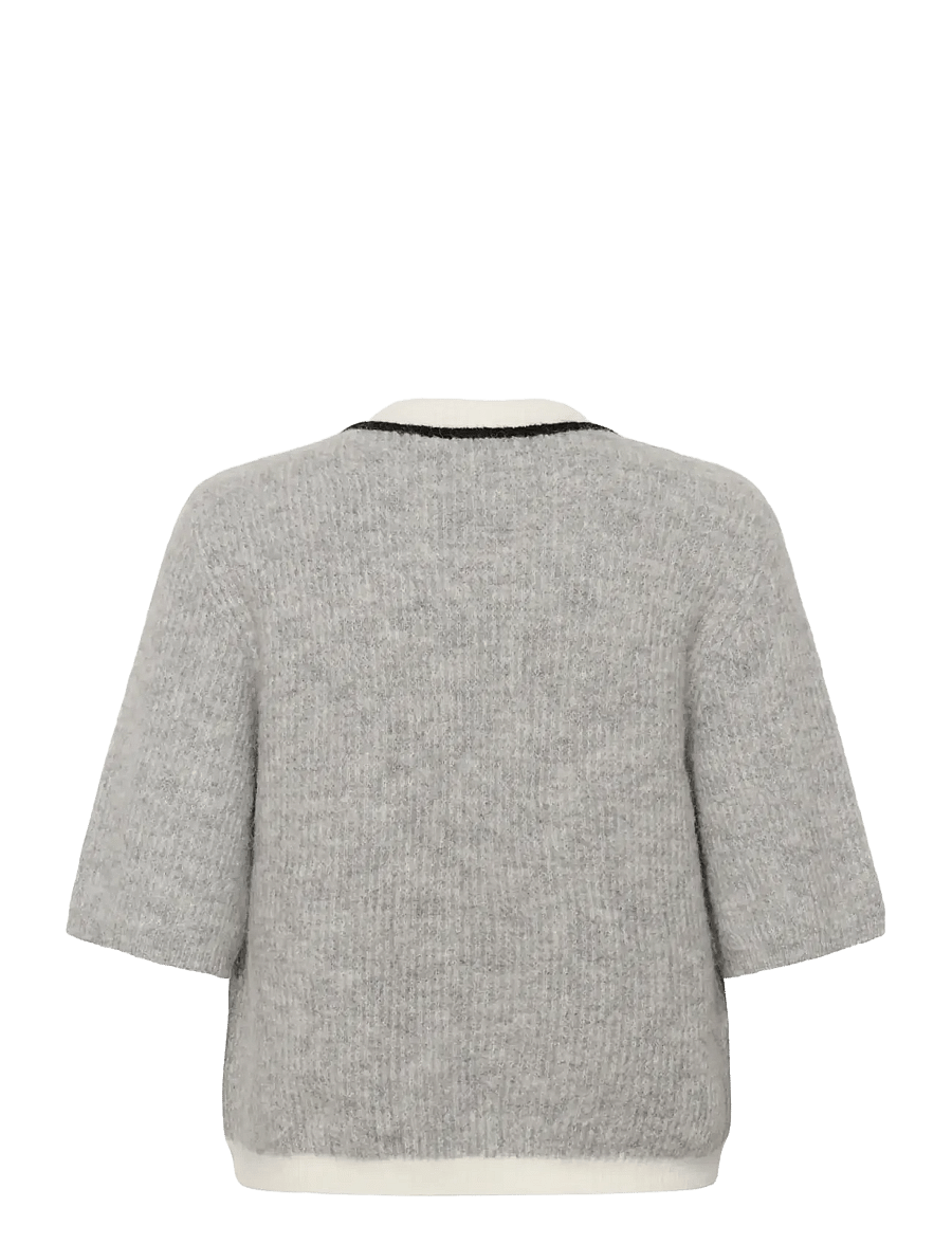 Gestuz - GZalpha contrast cardigan - strickjacken - light grey melange - 2
