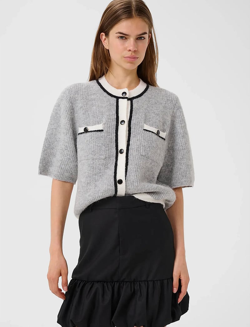 Gestuz - GZalpha contrast cardigan - koftor - light grey melange - 0