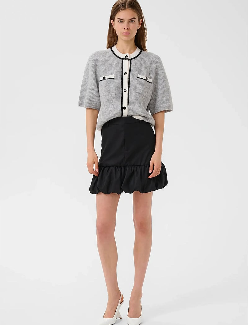 Gestuz - GZalpha contrast cardigan - koftor - light grey melange - 3