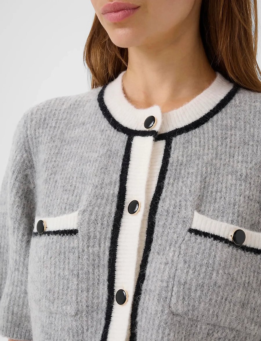 Gestuz - GZalpha contrast cardigan - strickjacken - light grey melange - 5
