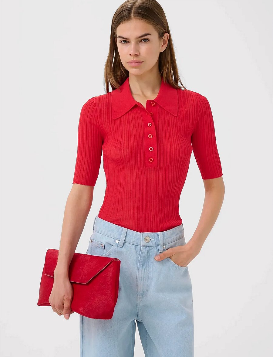 Gestuz - GZclene top - polo shirts - tomato - 0