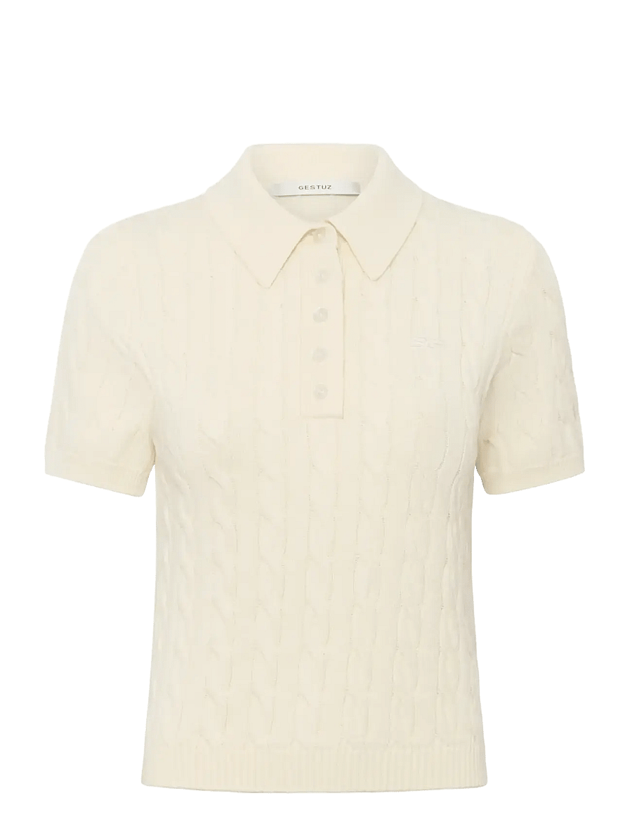 Gestuz - GZthilla polo pullover - striktrøjer - egret - 1