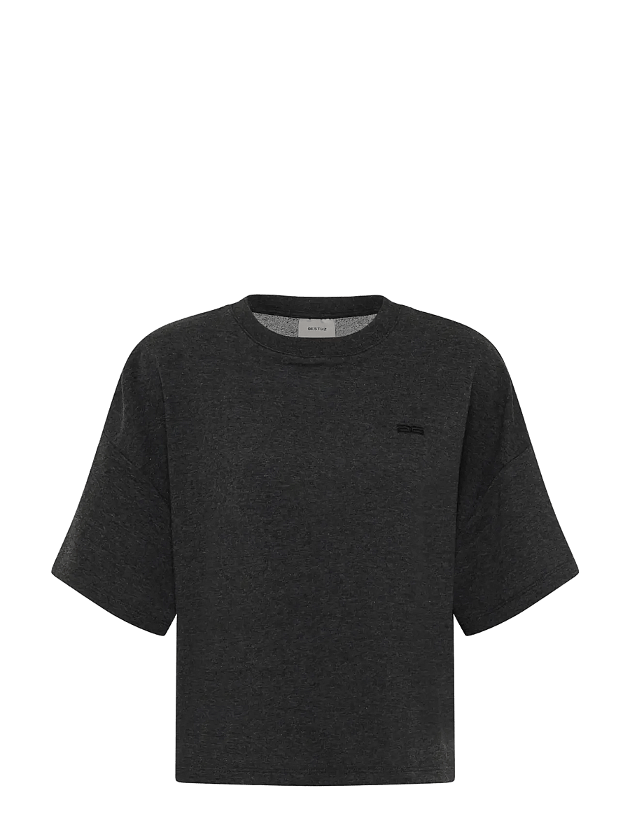 Gestuz - GZgilsa sweat tee - t-shirts - deep grey melange - 0