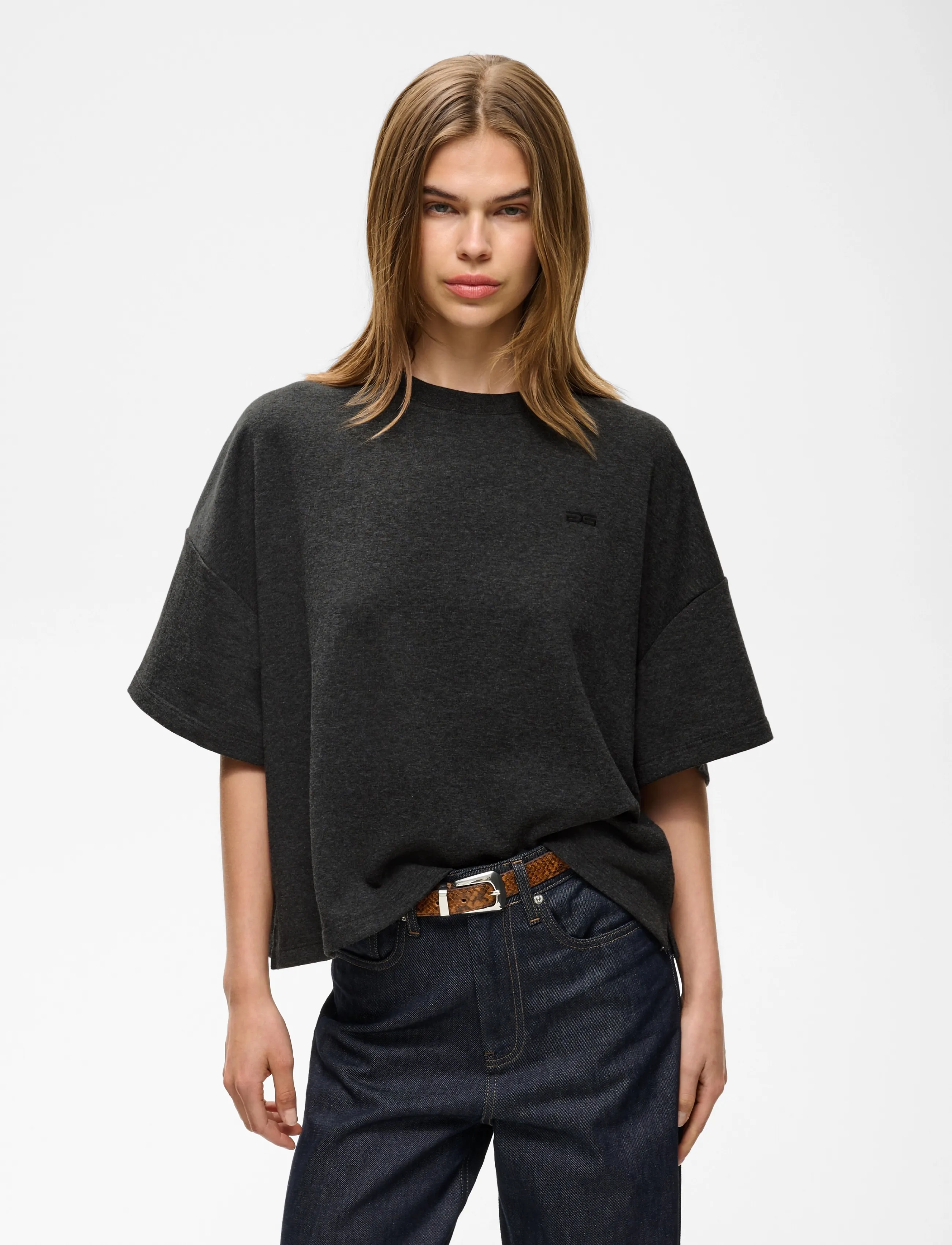 Gestuz - GZgilsa sweat tee - t-shirts - deep grey melange - 2