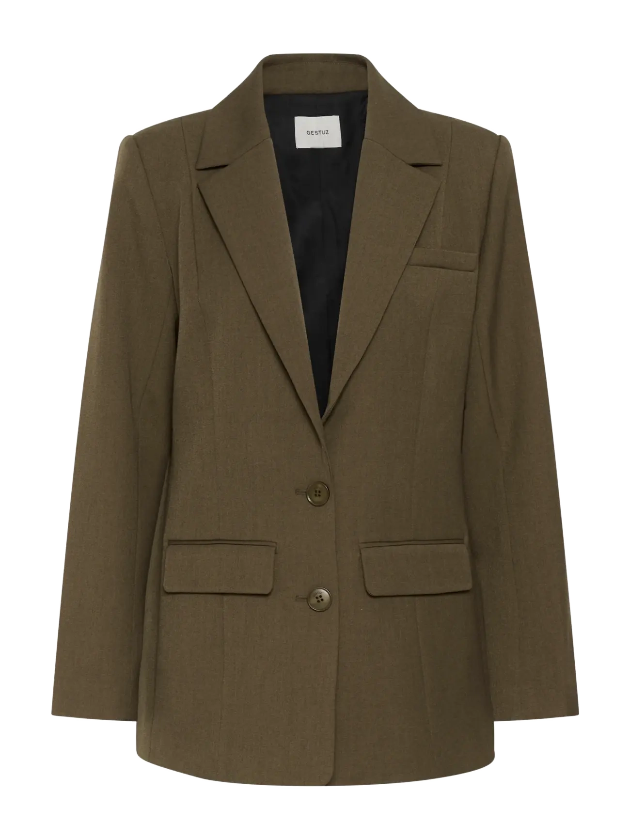 Gestuz GZstacy blazer - Single breasted blazers - SLATE BLACK MELANGE / khaki/green