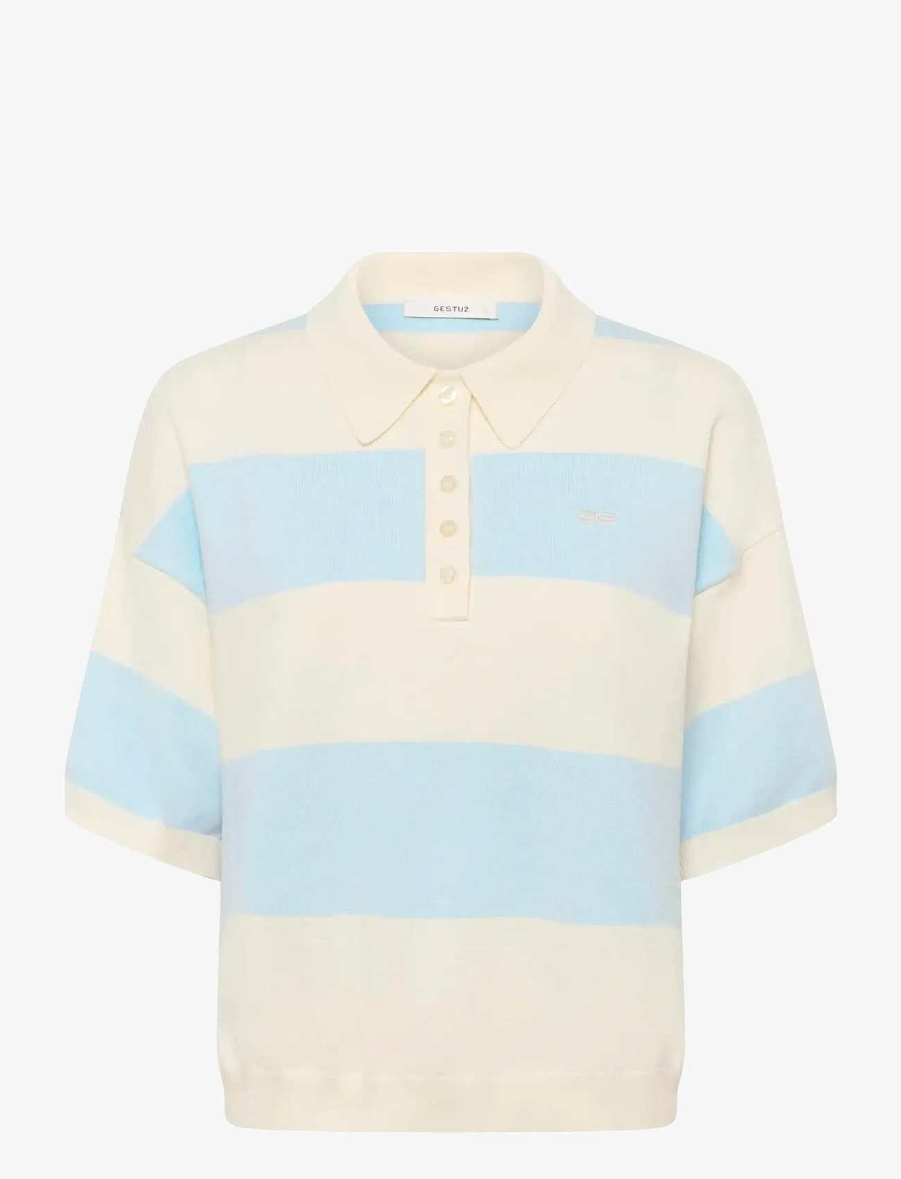 Gestuz - GZmaia ss polo pullover - polo shirts - blue finch striped - 1