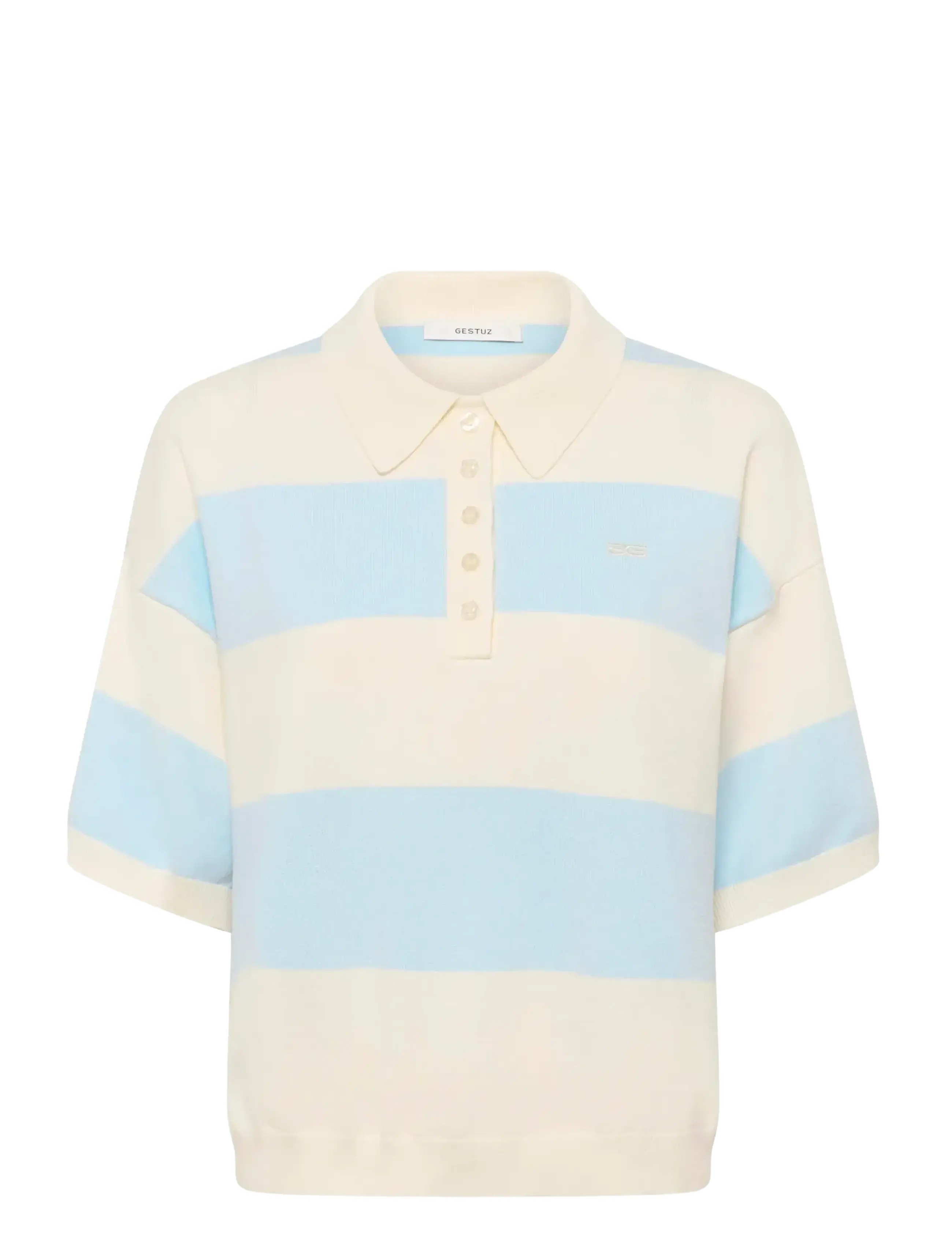 Gestuz GZmaia ss polo pullover - Gestuz - BLUE FINCH STRIPED / cream
