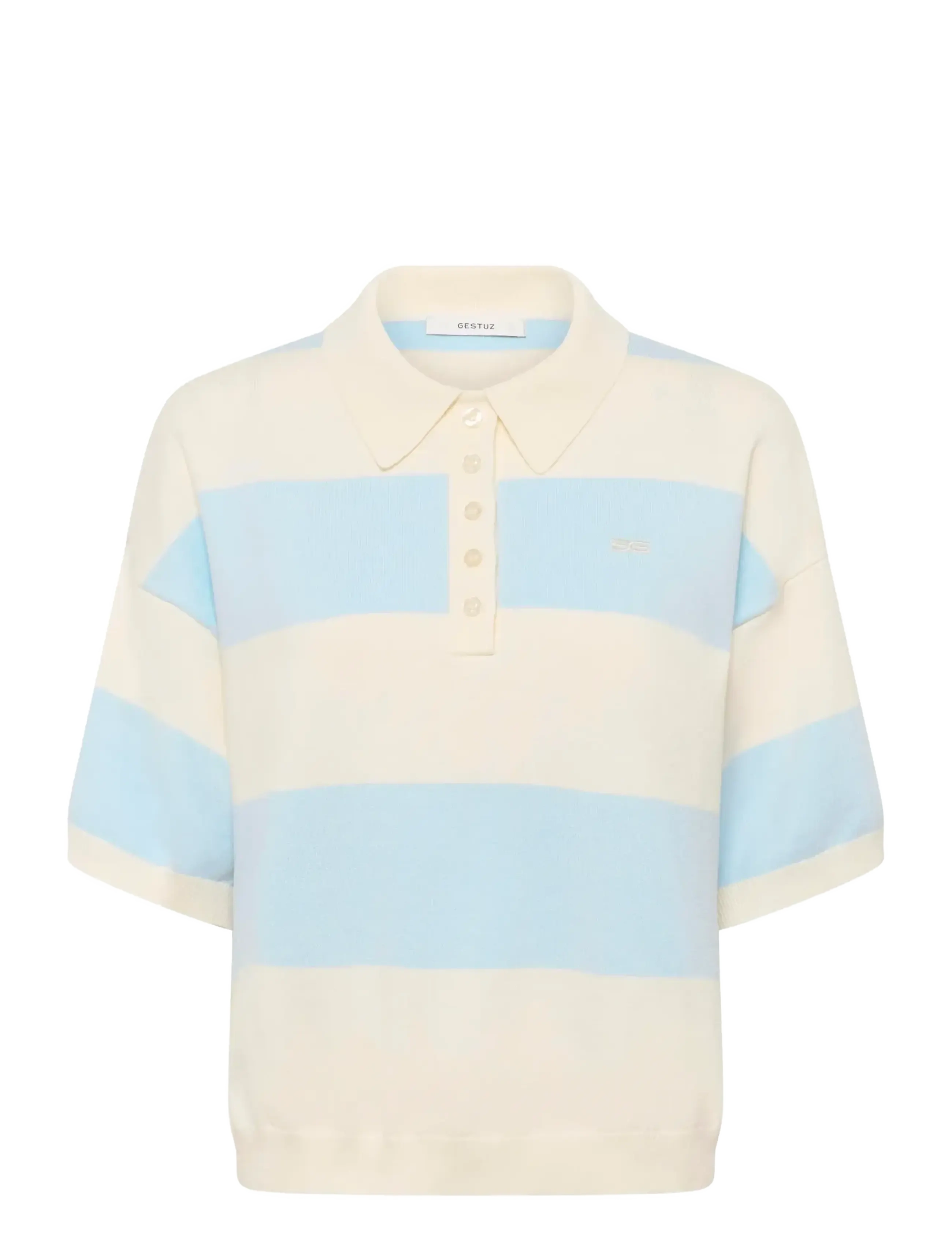 Gestuz GZmaia ss polo pullover - Gestuz - BLUE FINCH STRIPED / cream