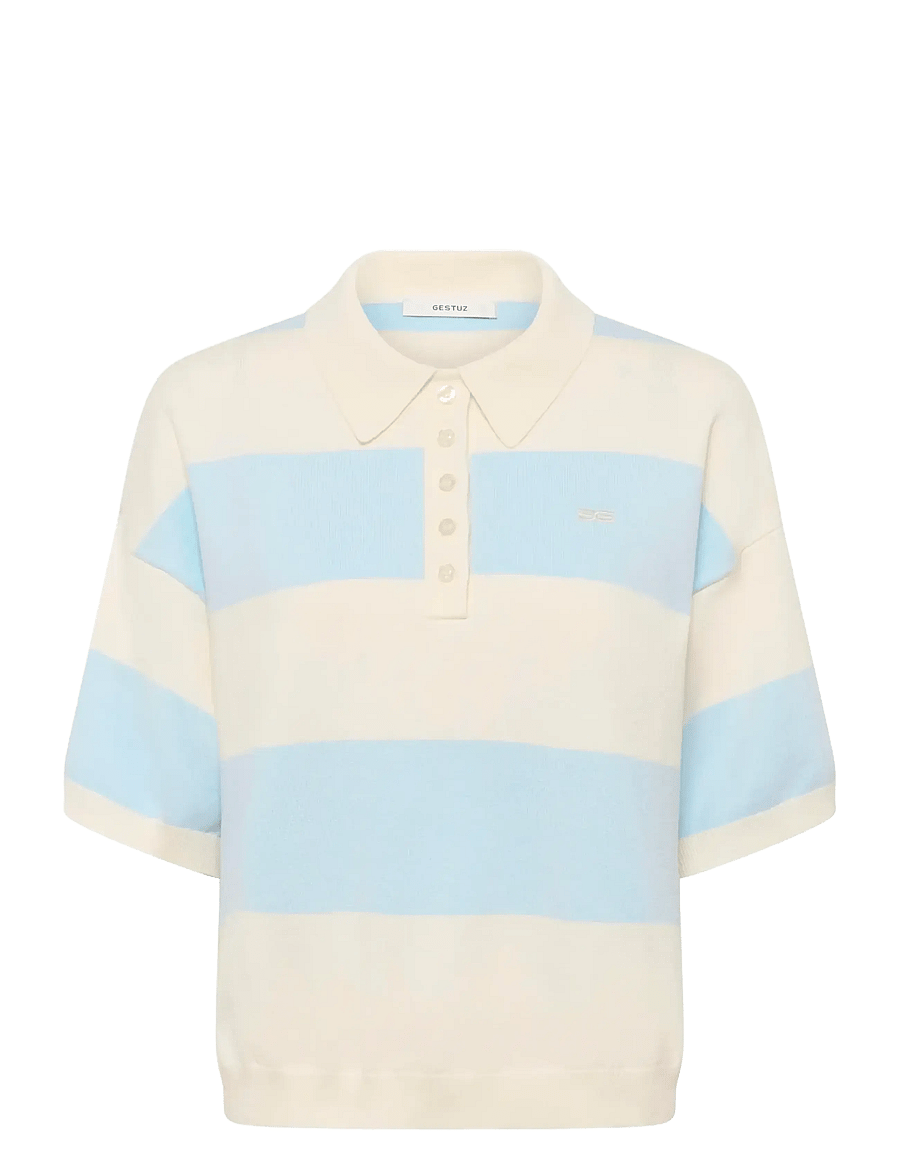 Gestuz - GZmaia ss polo pullover - poloshirts - blue finch striped - 1