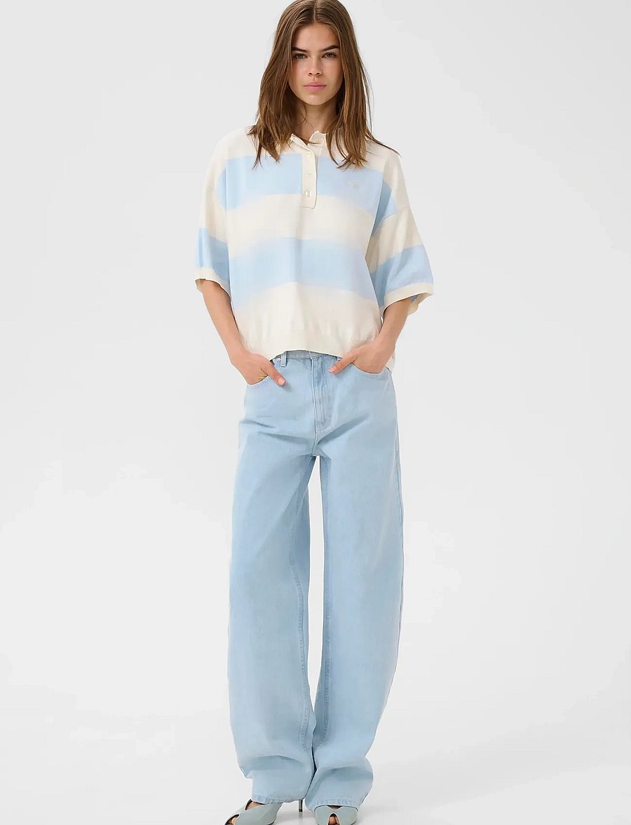 Gestuz - GZmaia ss polo pullover - poloshirts - blue finch striped - 3