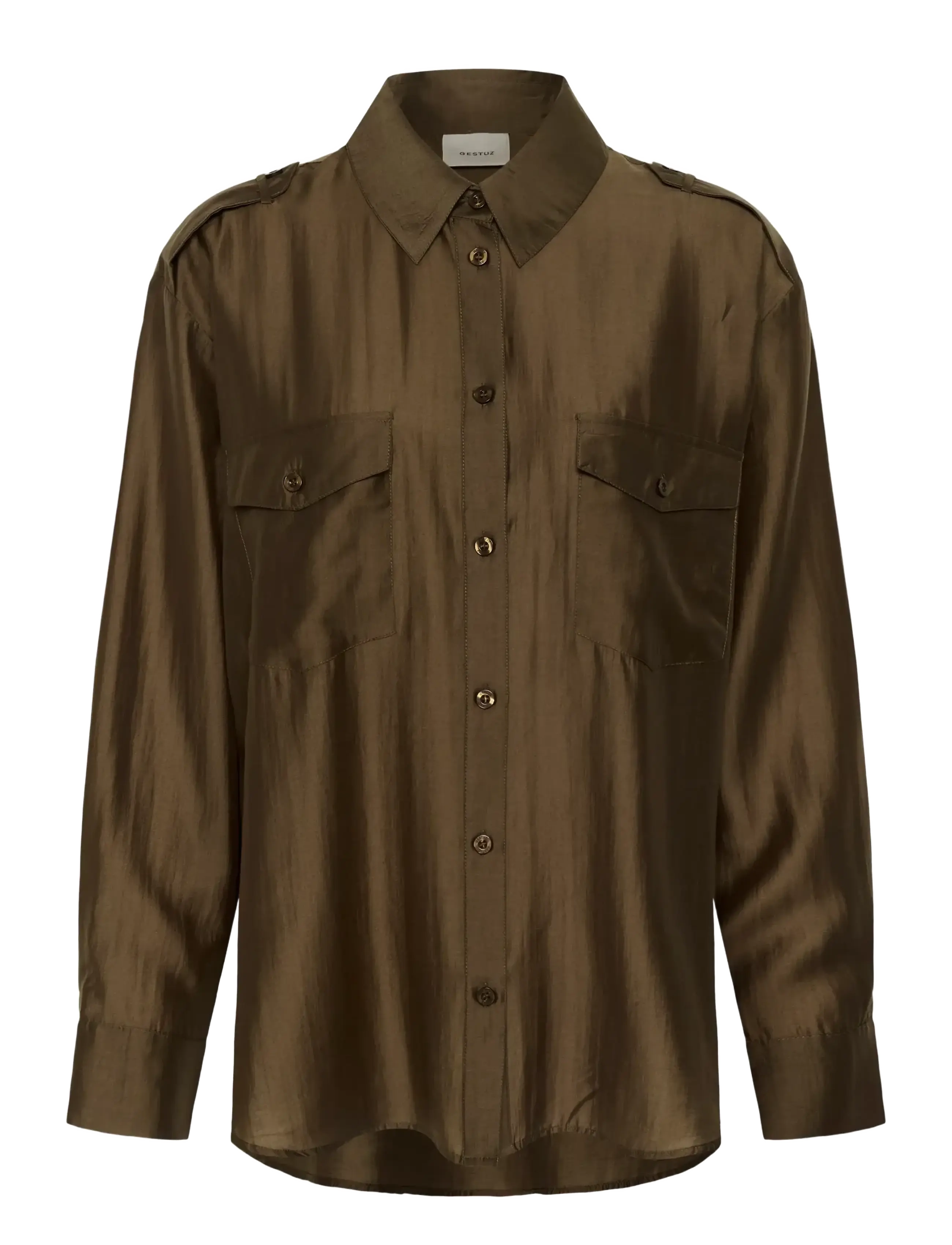 Gestuz GZsiora LS shirt - Pluusid ja särgid - RAIN DRUM / brown
