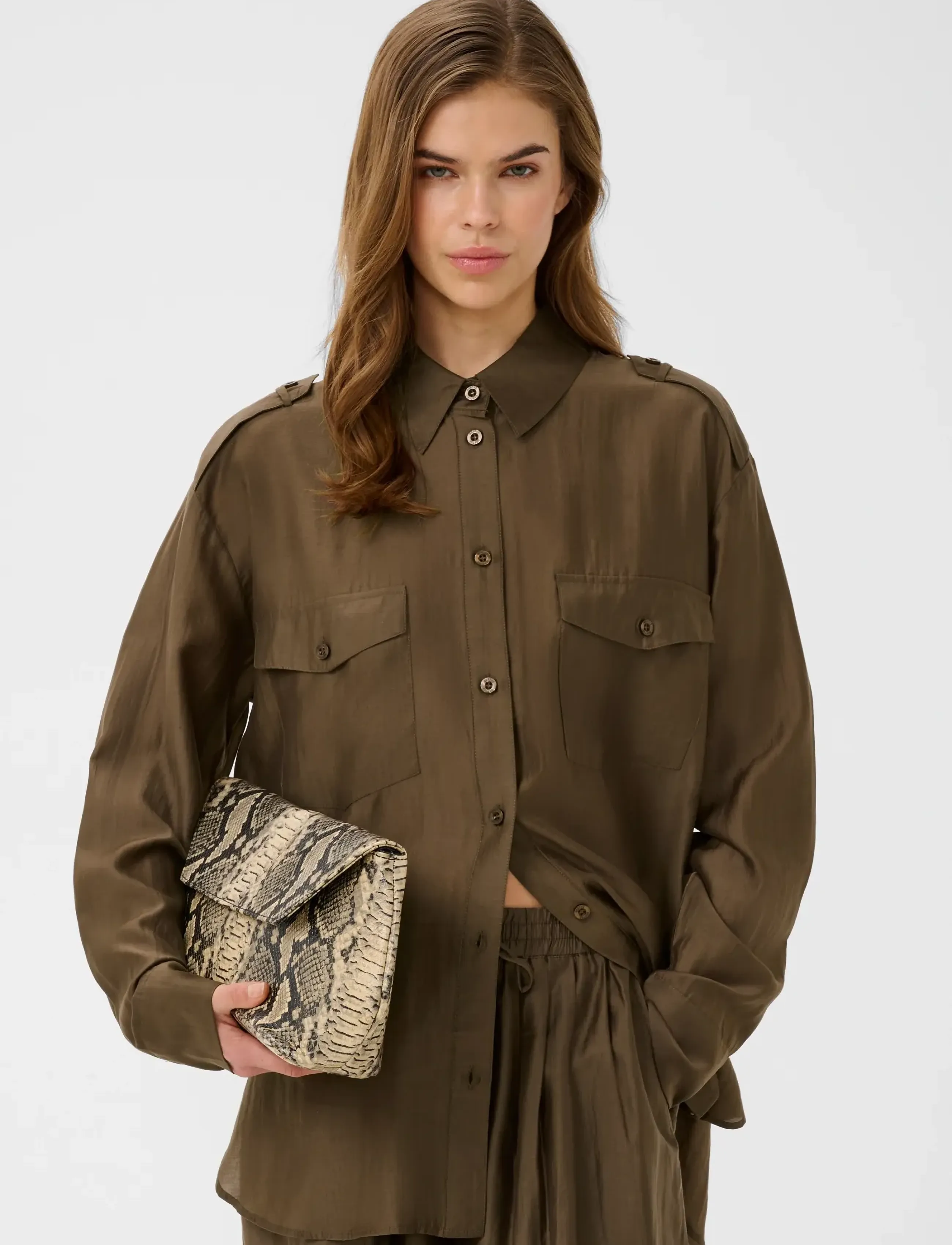 Gestuz GZsiora LS shirt - Blouses & Shirts - RAIN DRUM / brown
