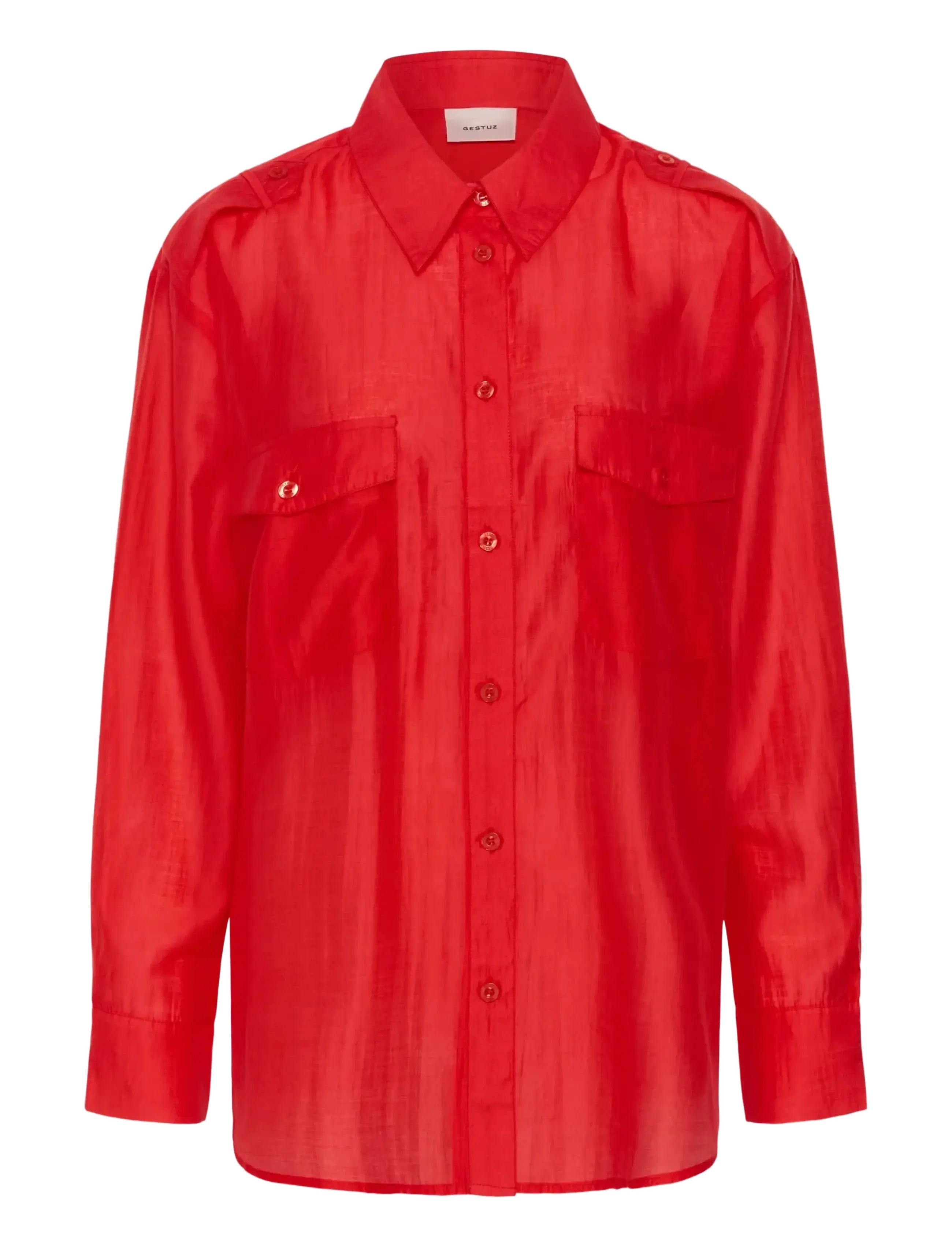 Gestuz GZsiora LS shirt - Blouses & Overhemden - TOMATO / red