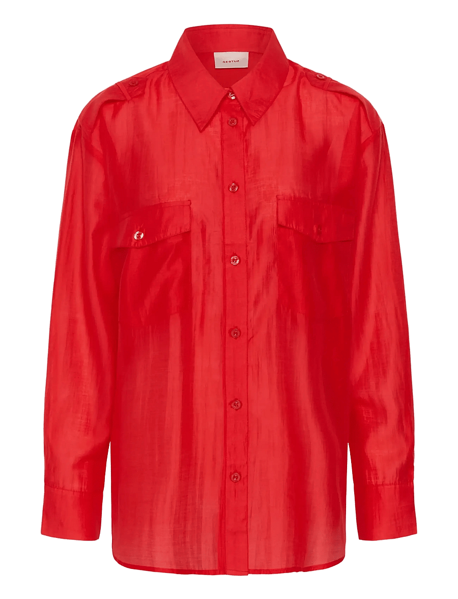 Gestuz - GZsiora LS shirt - langærmede skjorter - tomato - 1