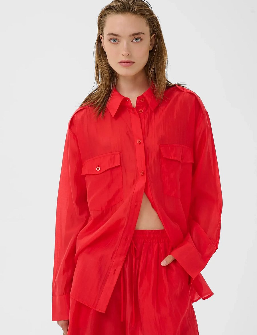 Gestuz - GZsiora LS shirt - langærmede skjorter - tomato - 0