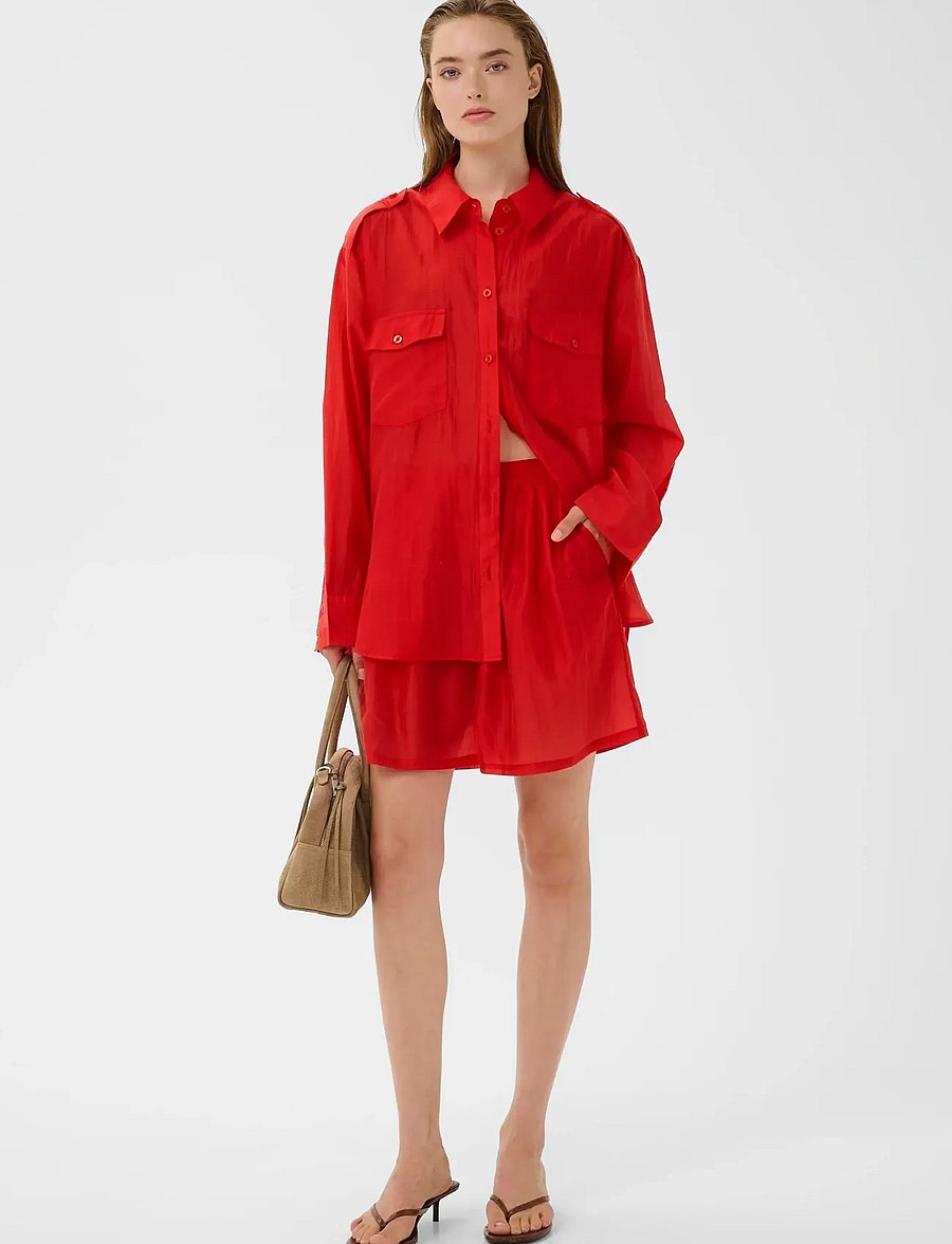 Gestuz - GZsiora LS shirt - langærmede skjorter - tomato - 3